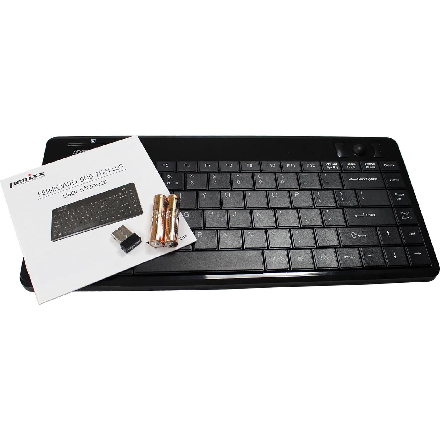 Teclado Mini Inalámbrico Perixx Periboard-706 con Trackball 1.4 cm