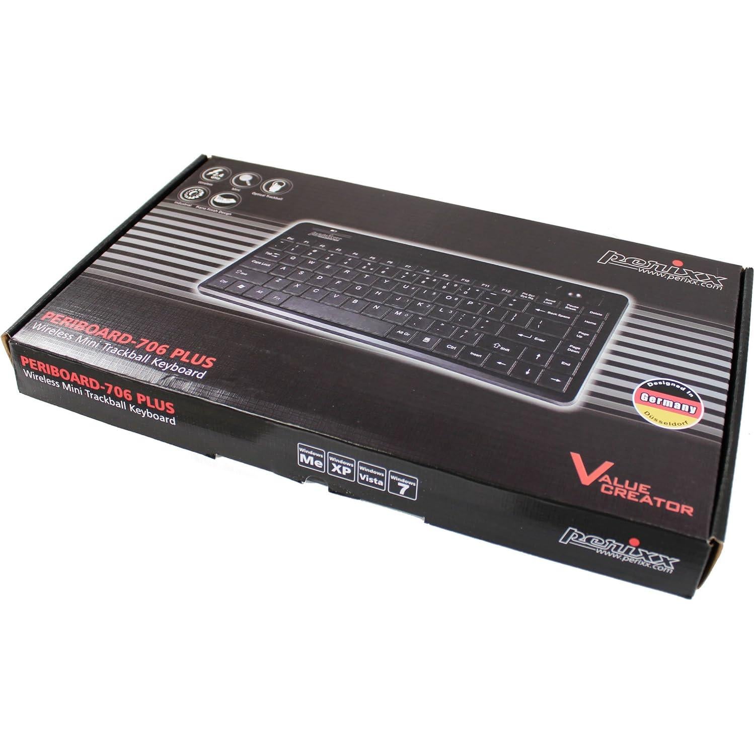 Teclado Mini Inalámbrico Perixx Periboard-706 con Trackball 1.4 cm