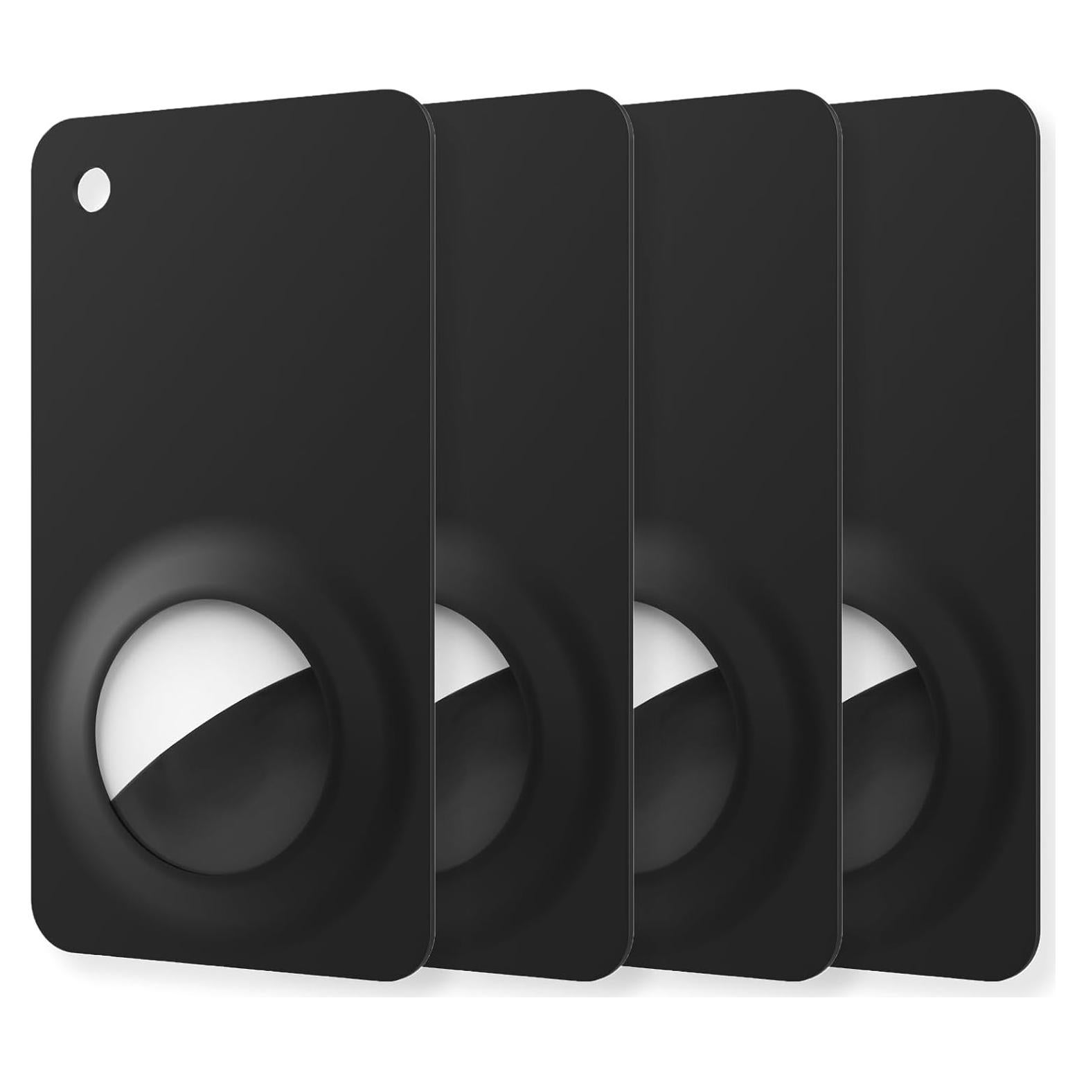Airtag Wallet Holder 4 Pack, Ultra Thin Card Case for Apple Air tag, Airtag Card Holder for Purse, Wallet, Handbag (Black)