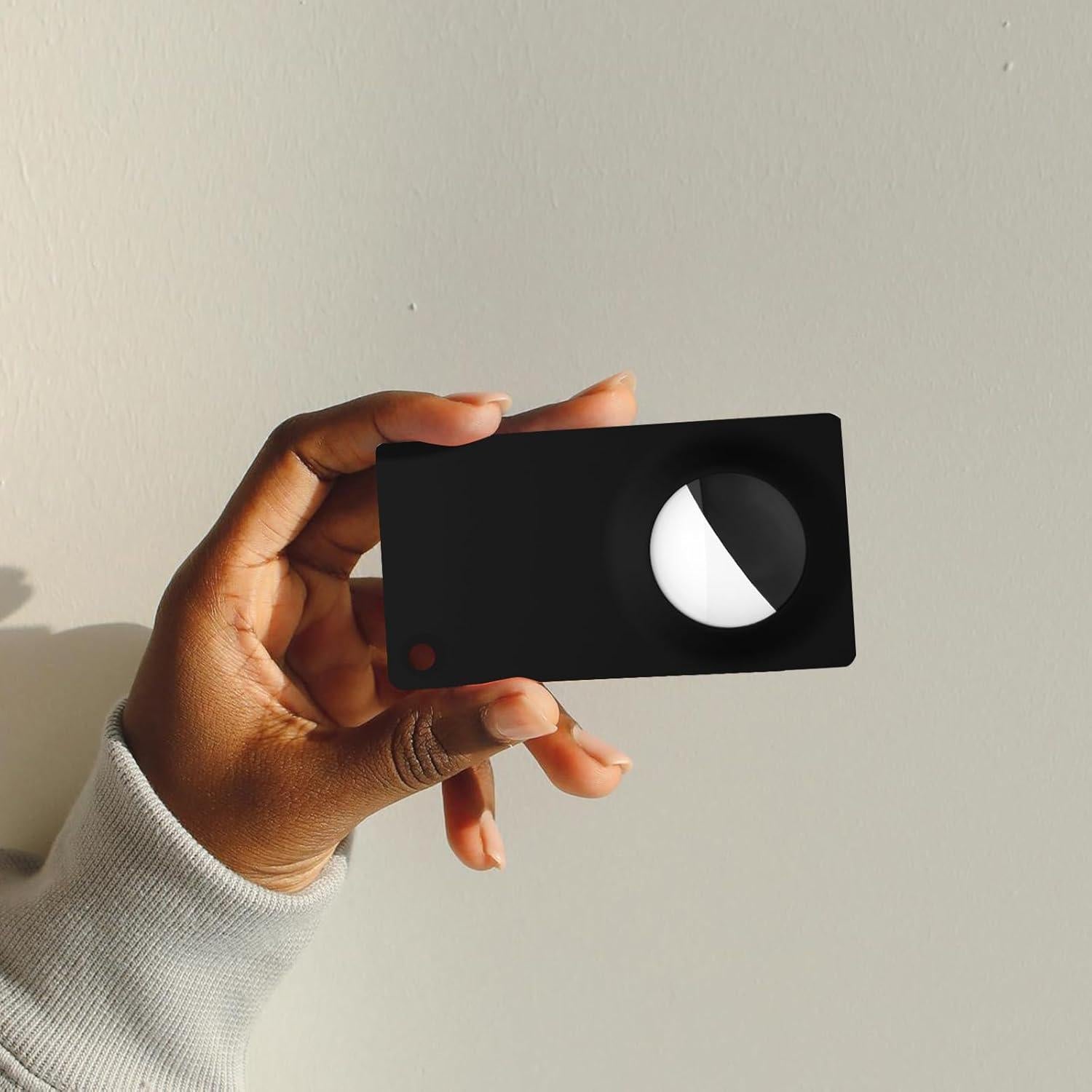 Airtag Wallet Holder 4 Pack, Ultra Thin Card Case for Apple Air tag, Airtag Card Holder for Purse, Wallet, Handbag (Black)