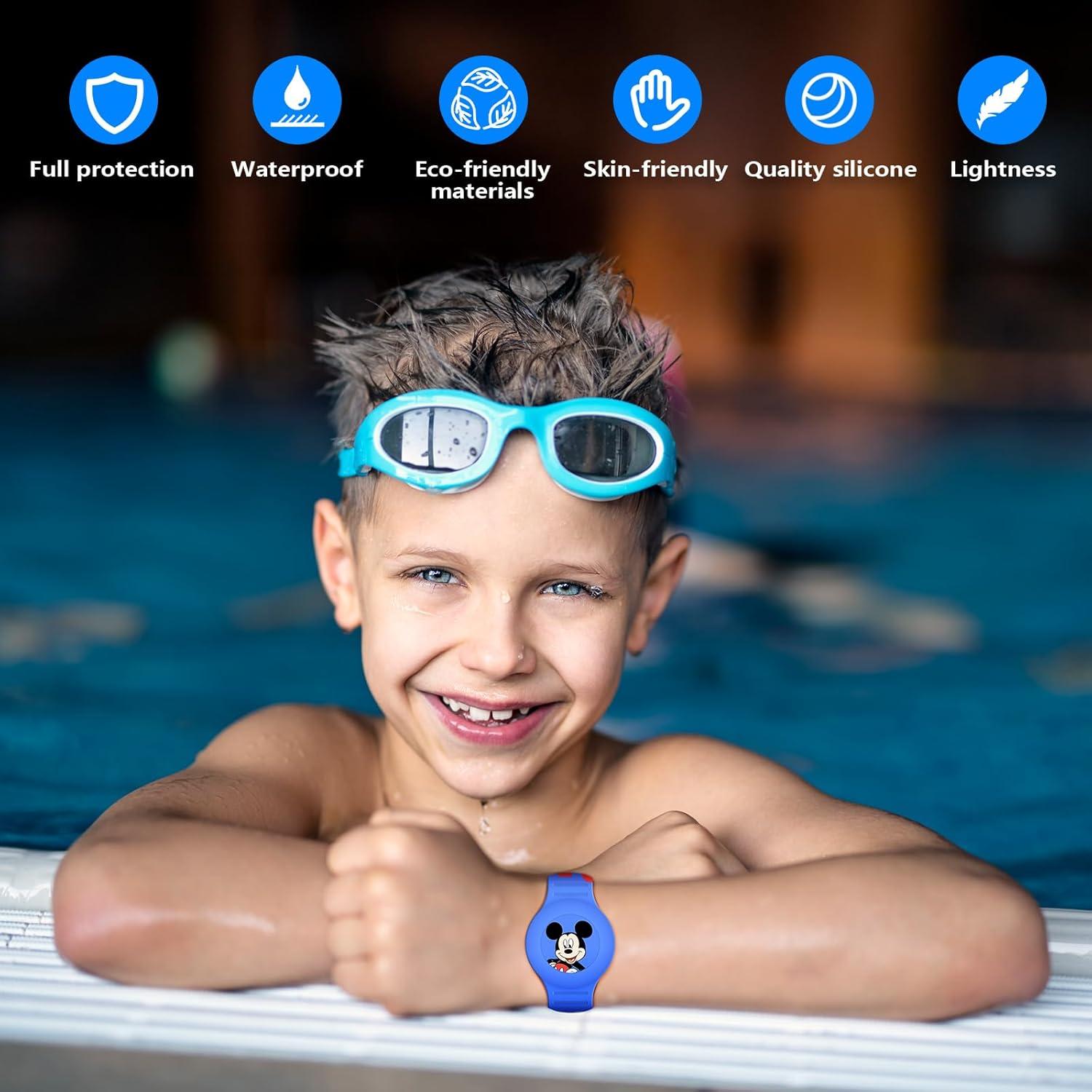 Pulsera Airtag Impermeable SlyCroko para Niños Azul 14-18 cm