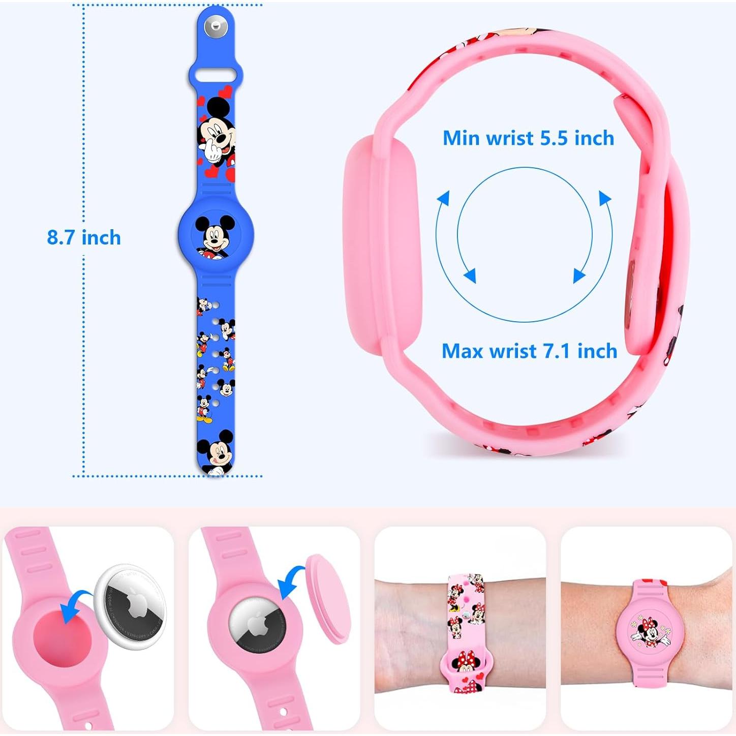 Pulsera Airtag Impermeable SlyCroko para Niños Azul 14-18 cm