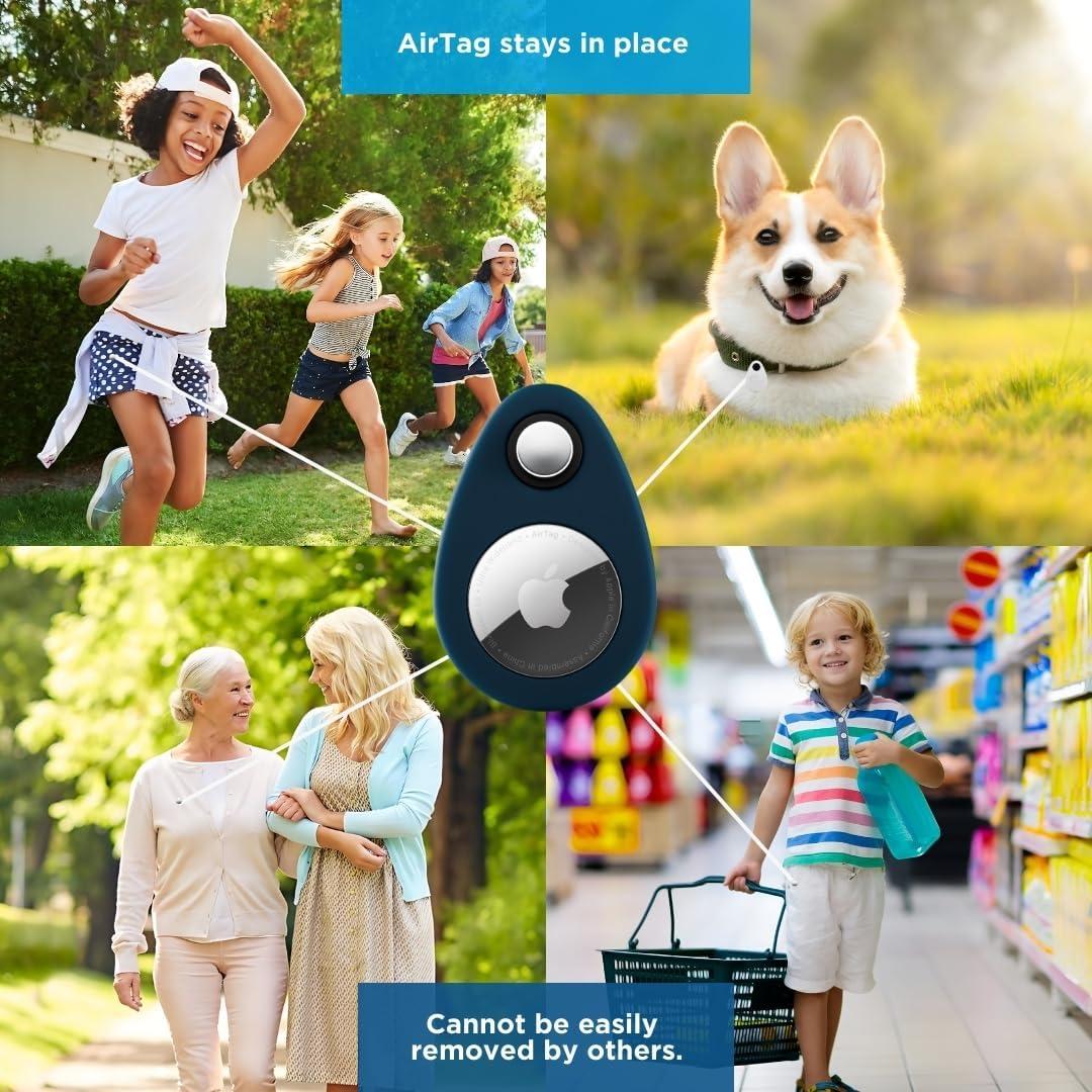 INFINITE ORBIT AirTag Holder for Kids – 2-Pack Hidden GPS Tag Case with Safety Pins – Compatible with Apple Tracking Device (AirTag Not Included) – Blue & Black – for Kids, Pets, Luggage
