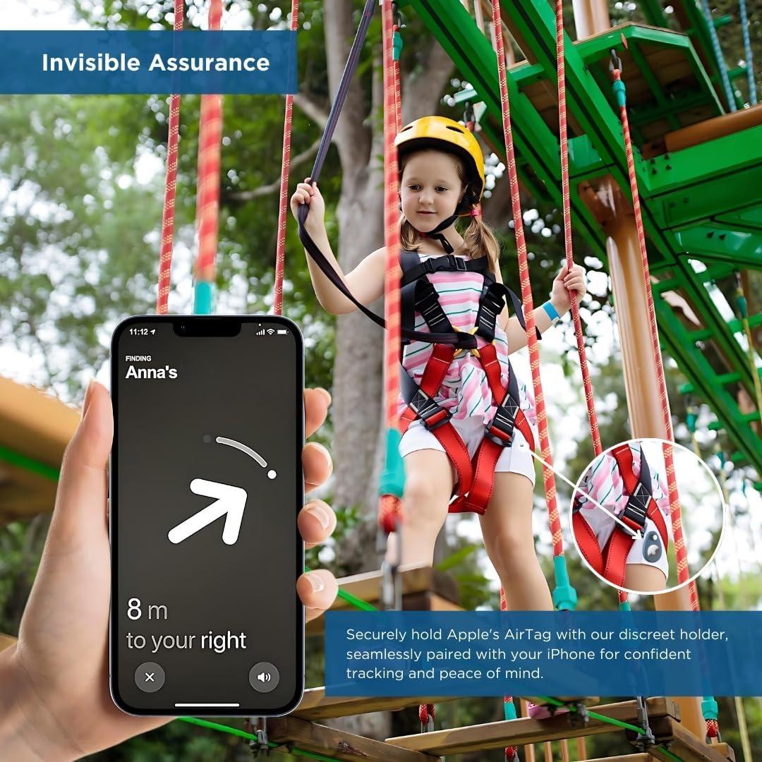 INFINITE ORBIT AirTag Holder for Kids – 2-Pack Hidden GPS Tag Case with Safety Pins – Compatible with Apple Tracking Device (AirTag Not Included) – Blue & Black – for Kids, Pets, Luggage