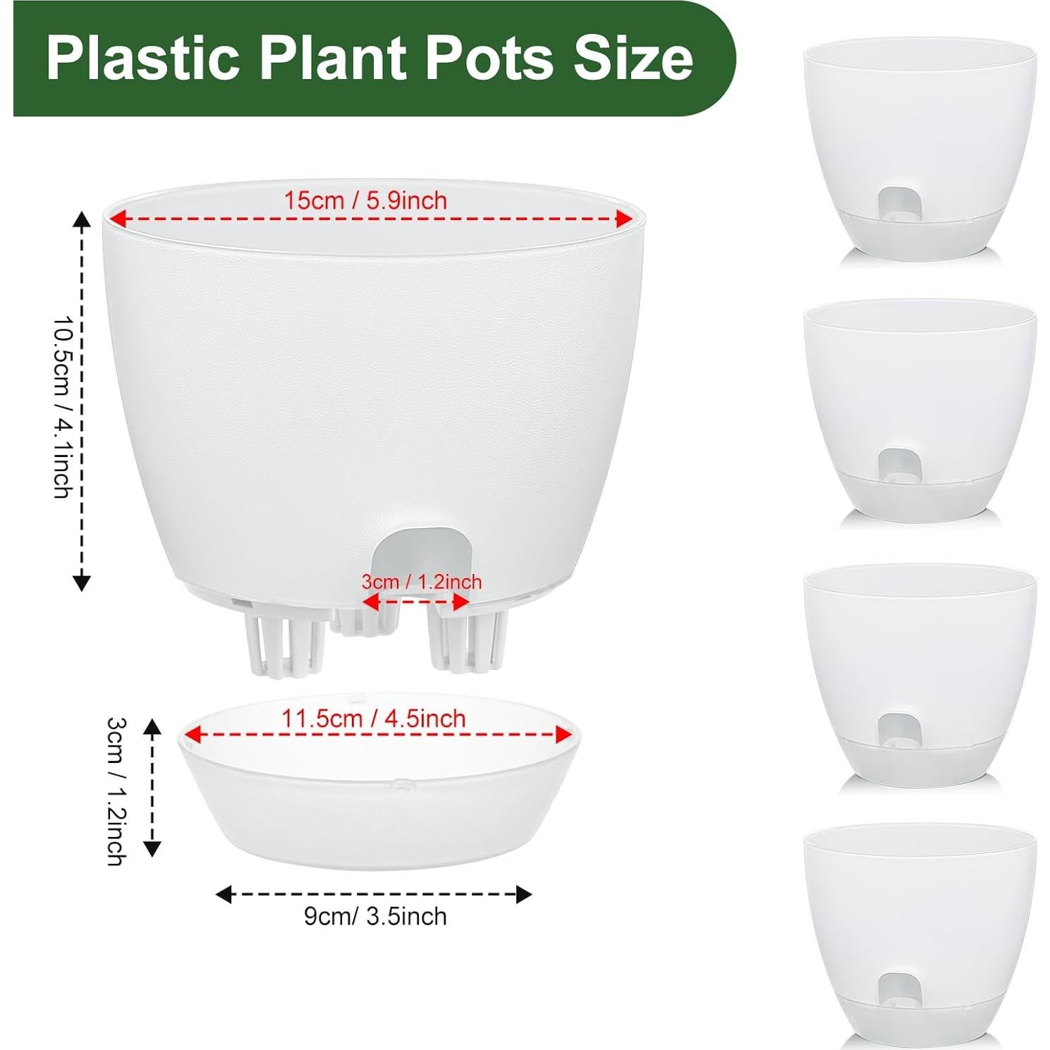 Macetas Autorriego IWNTWY 15cm Juego de 5 Transparentes