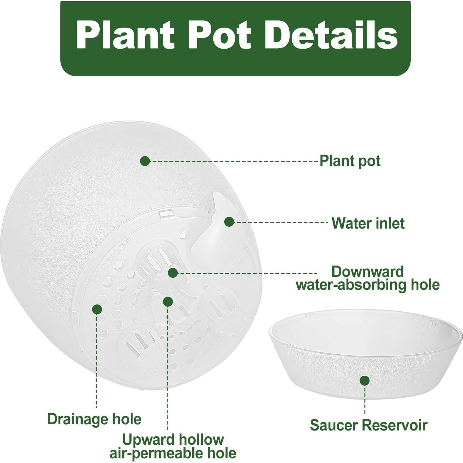 Macetas Autorriego IWNTWY 15cm Juego de 5 Transparentes