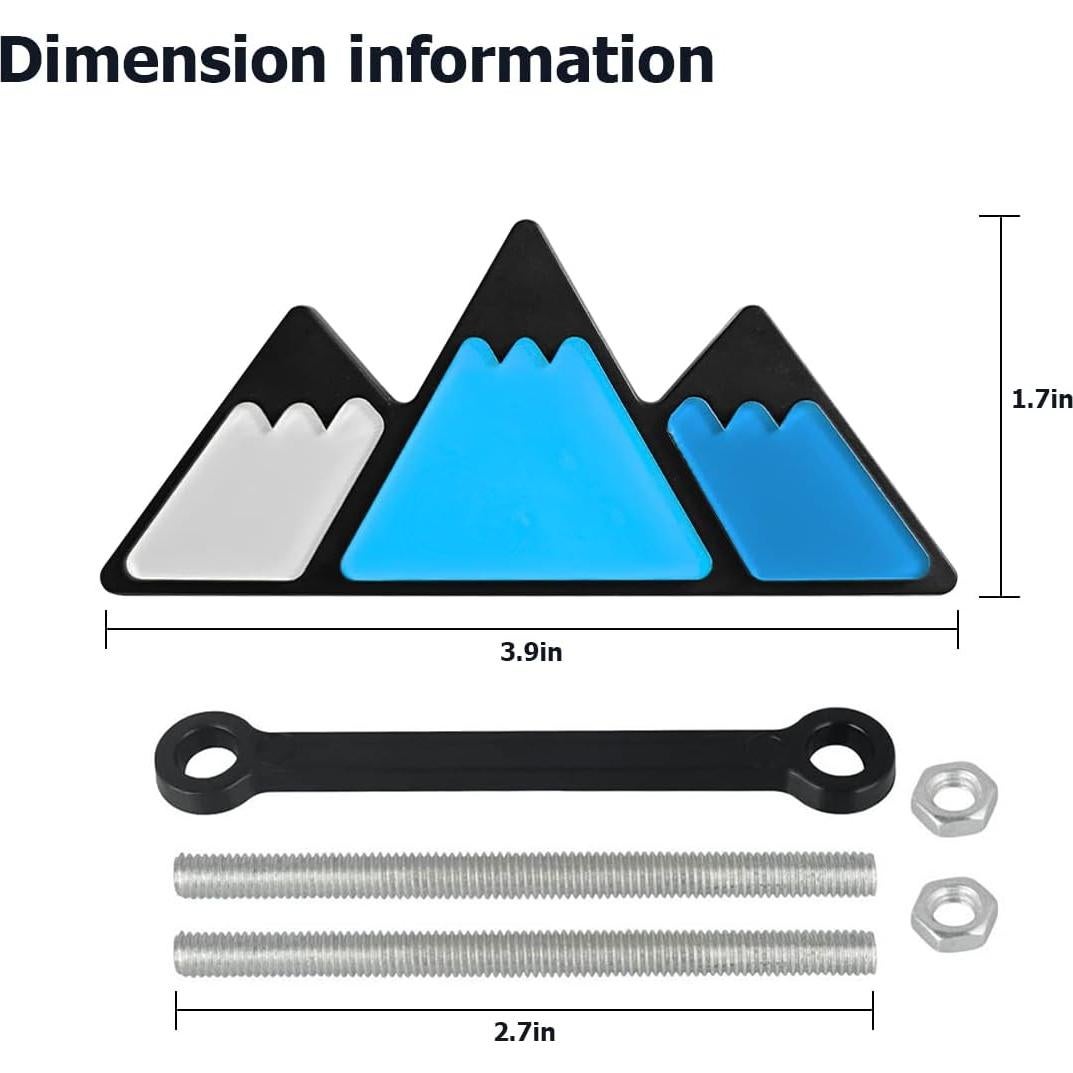 AICEL Tri-Color Grille Emblem for Car, 3 Color Snow Mountain Sticker Decoration, Triangle Badge Decal for Auto Bumper, Automotive Exterior Accessories, Universal Fit for Tacoma/4Runner/Tundra（Blue）