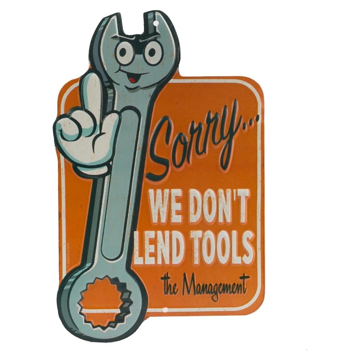 Cartel Metálico Divertido Open Road Brands - No Prestas Herramientas