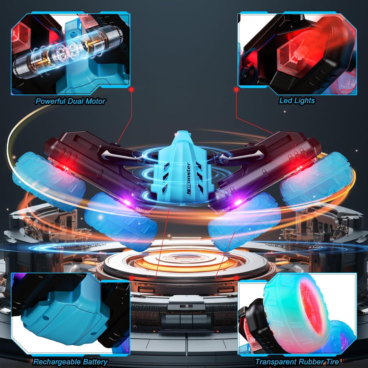 Coche Acrobático RC 28C 4WD Recargable Azul 360° Luces