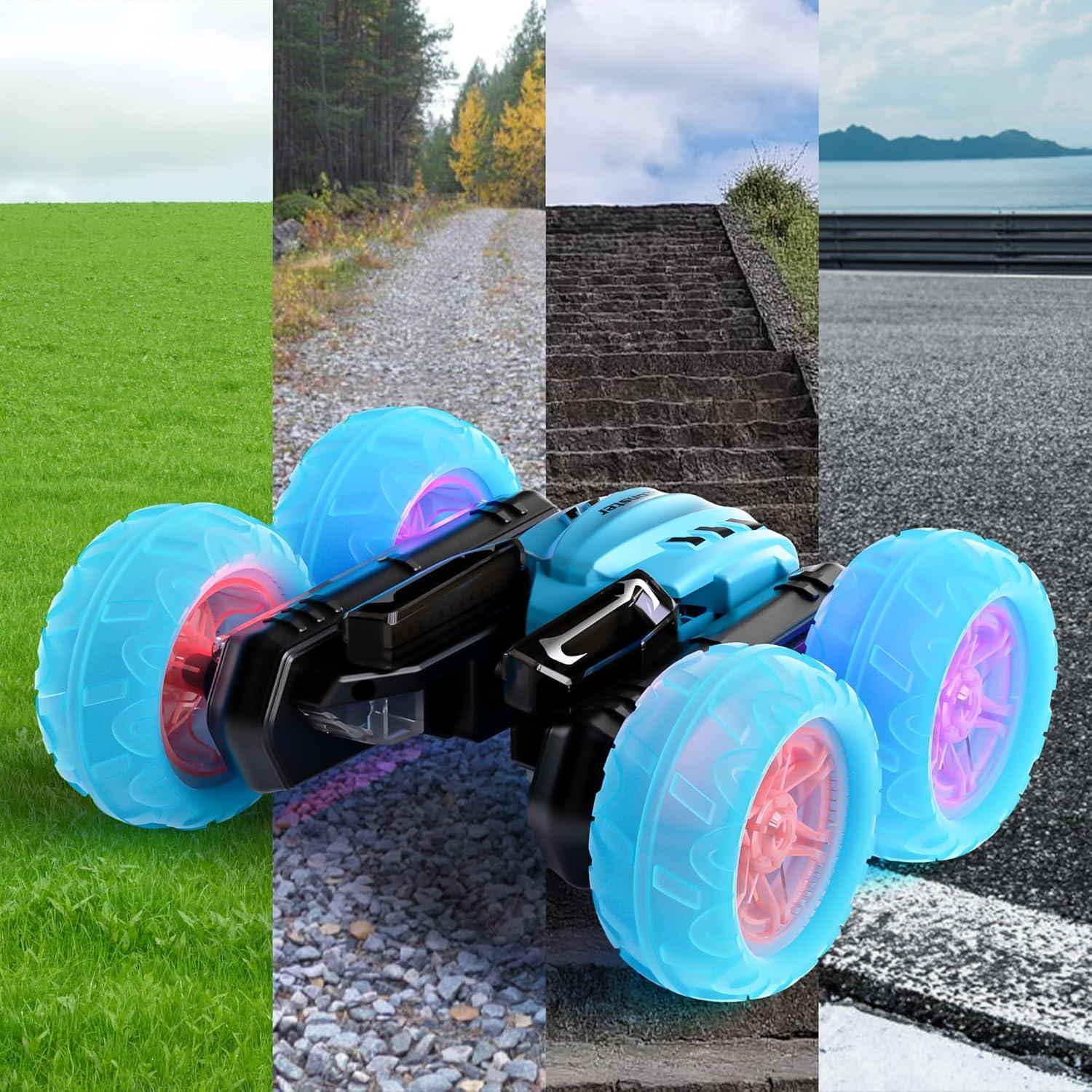 Coche Acrobático RC 28C 4WD Recargable Azul 360° Luces