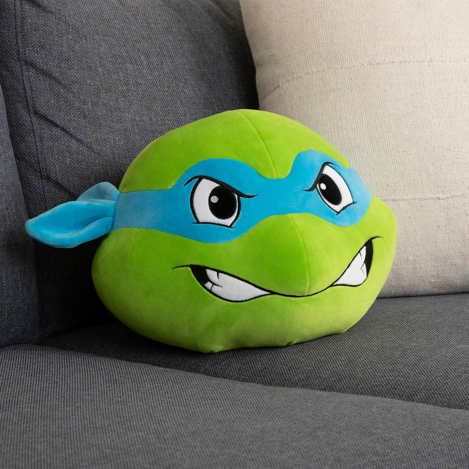 Club Mocchi Mocchi- Teenage Mutant Ninja Turtles Plush - Leonardo Head Plushie - Squishy TMNT Toys - Plush Collectible TMNT Figures - Soft Plush Toys and TMNT Room Decor - 15 Inch