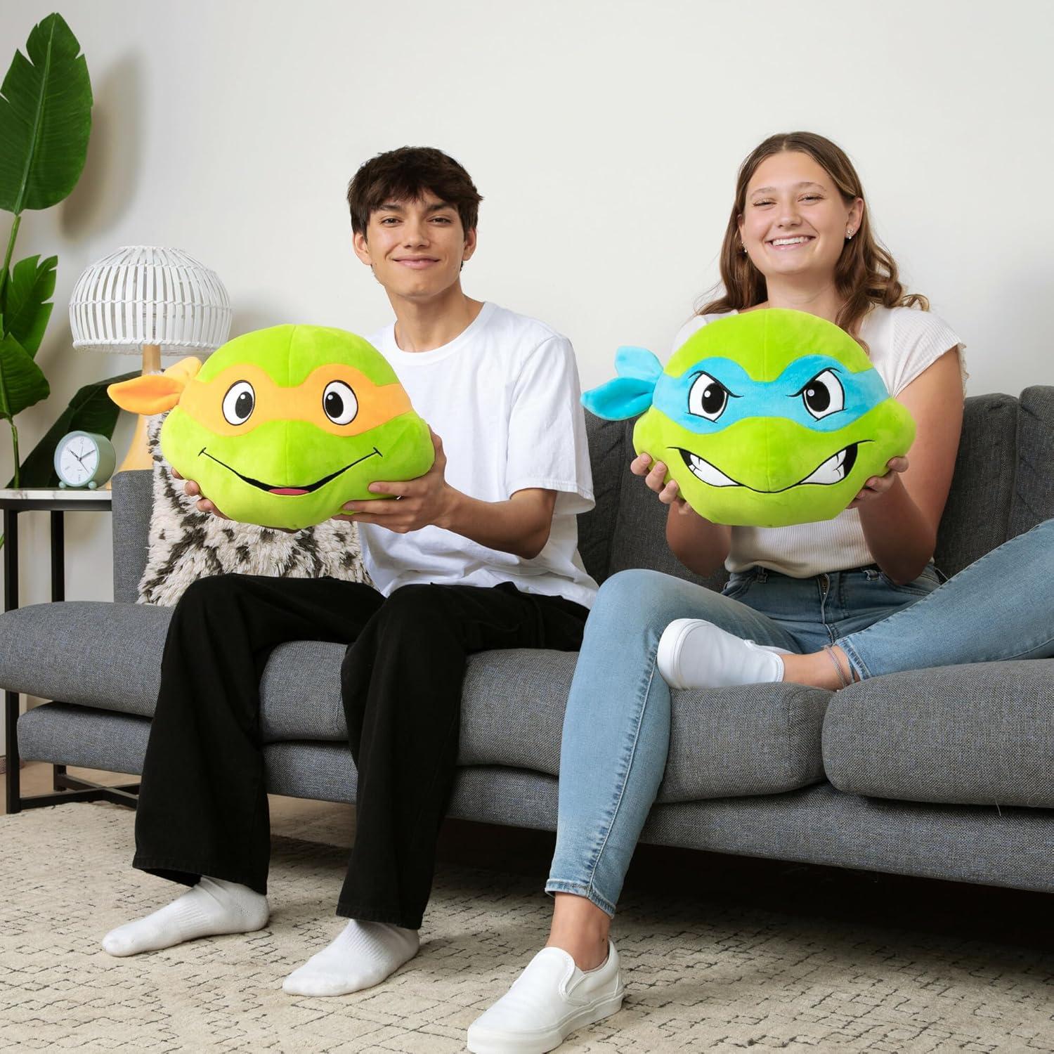 Club Mocchi Mocchi- Teenage Mutant Ninja Turtles Plush - Leonardo Head Plushie - Squishy TMNT Toys - Plush Collectible TMNT Figures - Soft Plush Toys and TMNT Room Decor - 15 Inch