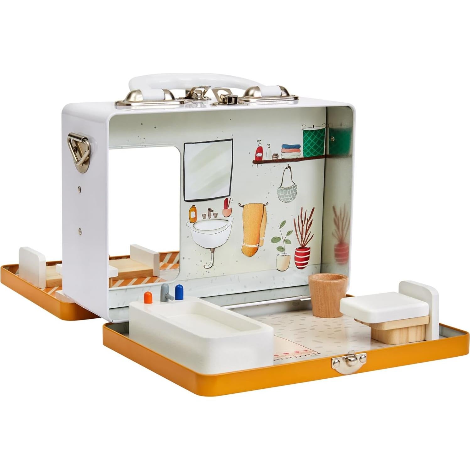 Portable Miniature Dollhouse - Creative Play for Home or Travel Toy - As Seen on Shark Tank - Doll Floors Wooden Furniture Accessories - Screen Free Activities for Kids - Cozy CASE