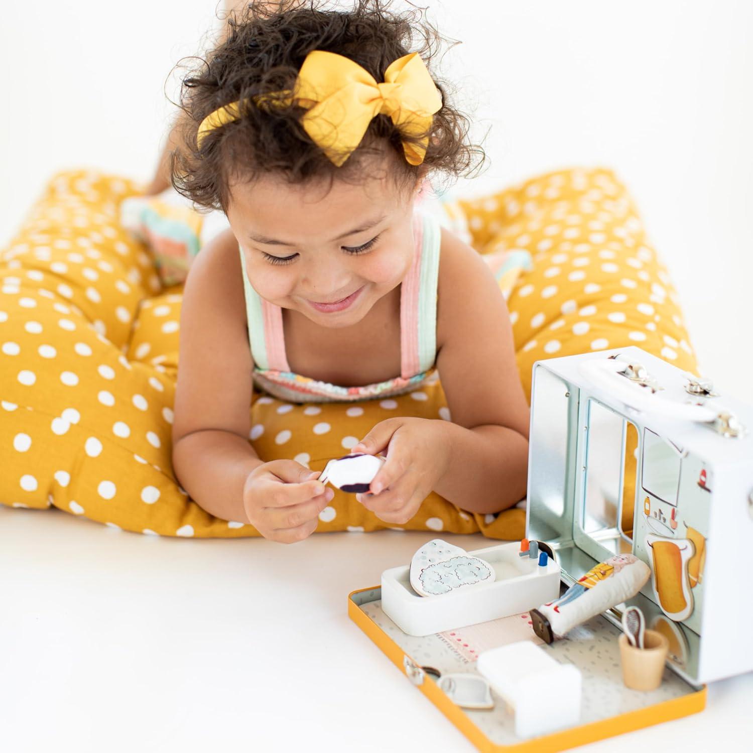 Portable Miniature Dollhouse - Creative Play for Home or Travel Toy - As Seen on Shark Tank - Doll Floors Wooden Furniture Accessories - Screen Free Activities for Kids - Cozy CASE