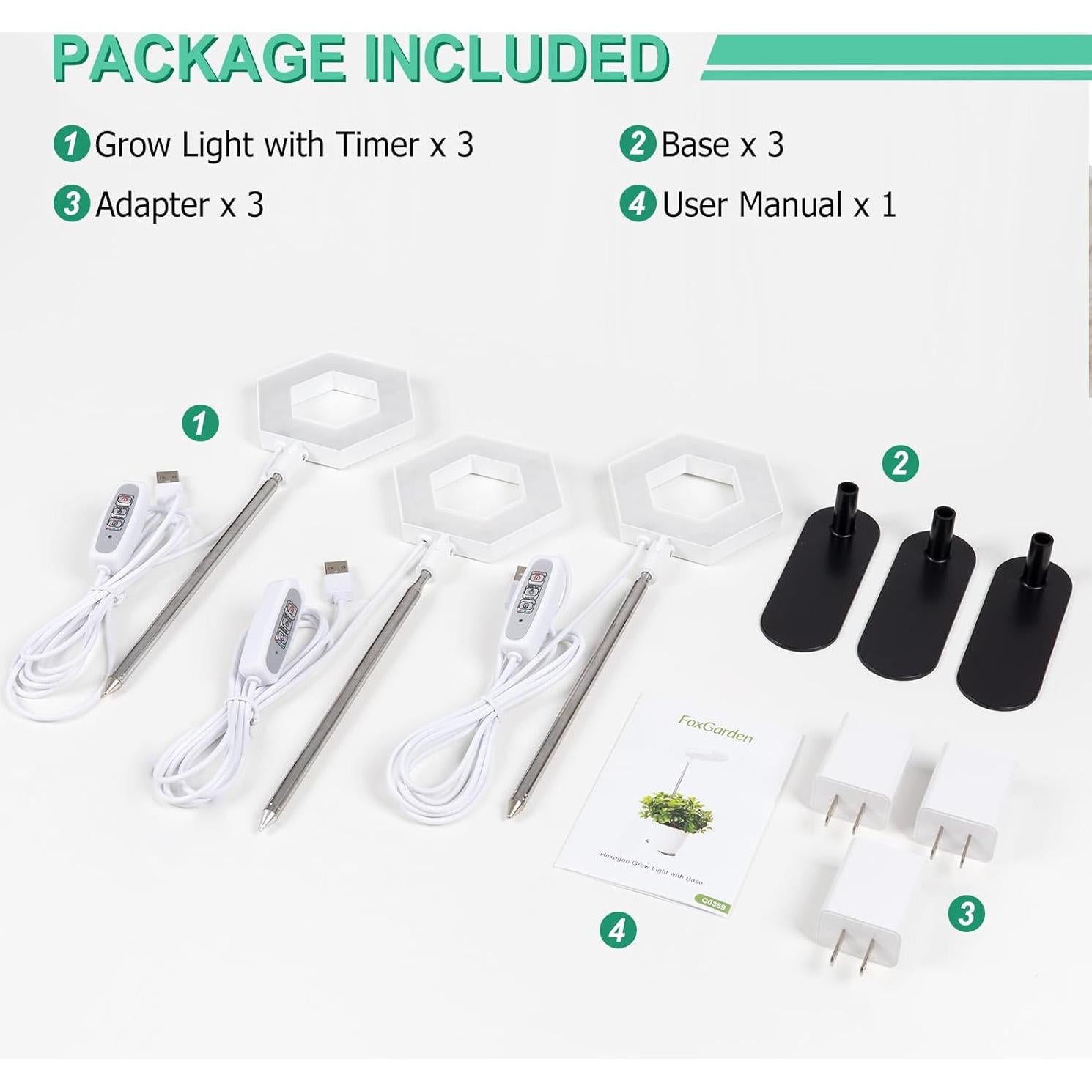 Luz de Cultivo FOXGARDEN 126 LEDs Espectro Completo 3 Pzas