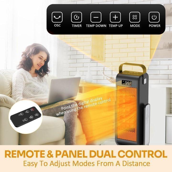 Space Heater, Portable Heater with 3D Oscillating for Large Room, 4 Mode/ECO Electric Heater, PTC Space Heaters for Indoor Use with Thermostat, Portable Space Heaters Indoor for Office/Bedroom/Home0