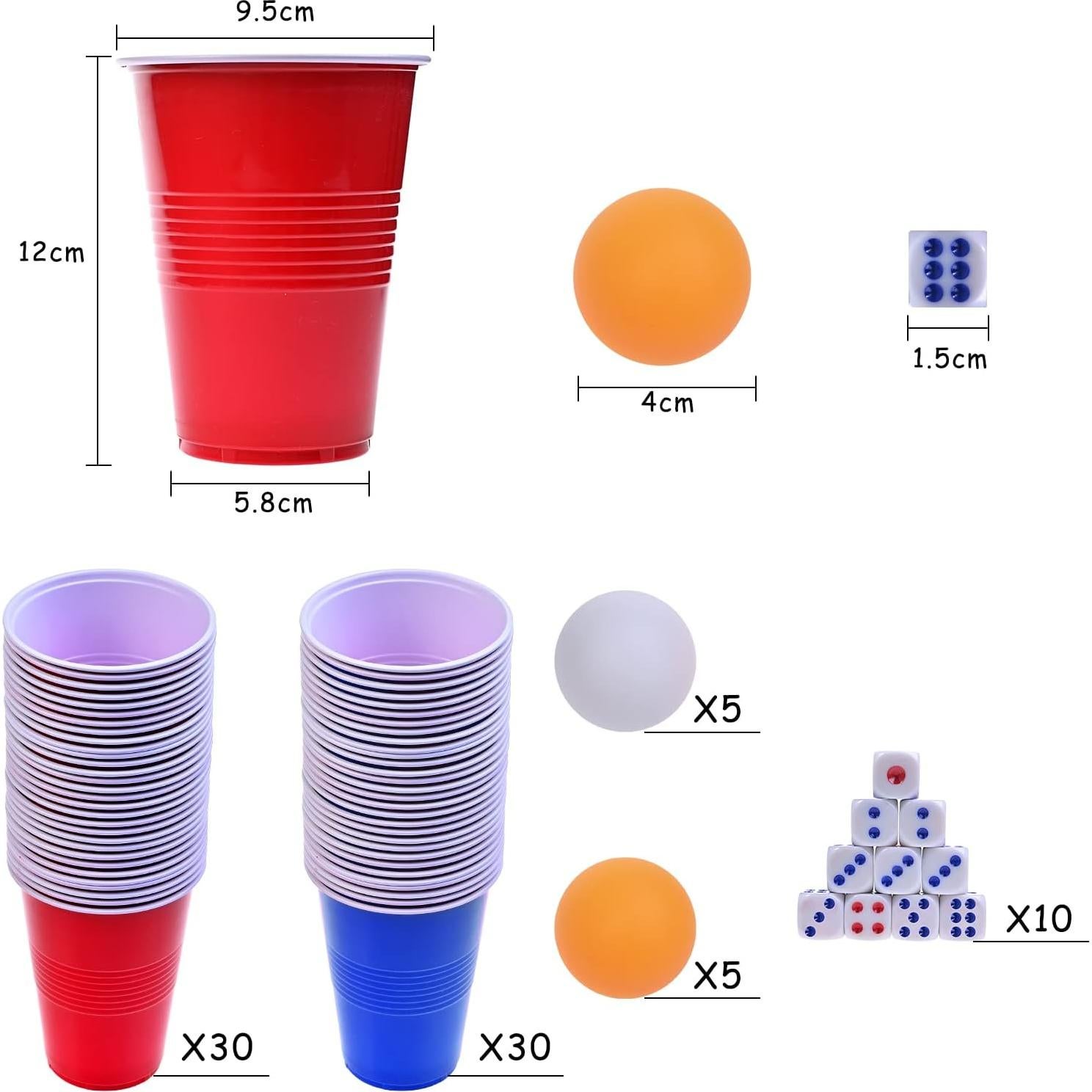 GOLDGE 60 Vasos Plástico Reutilizables 480 ml + Pelotas Ping Pong