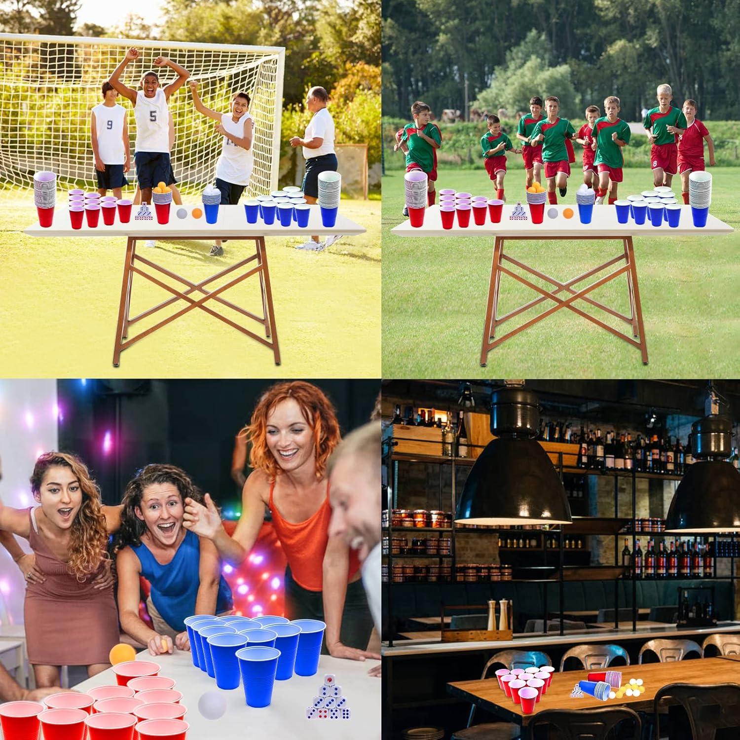 GOLDGE 60 Vasos Plástico Reutilizables 480 ml + Pelotas Ping Pong