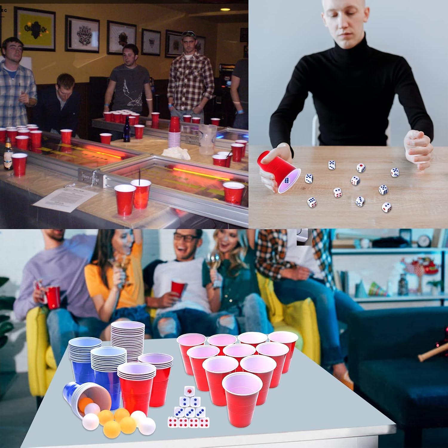 GOLDGE 60 Vasos Plástico Reutilizables 480 ml + Pelotas Ping Pong