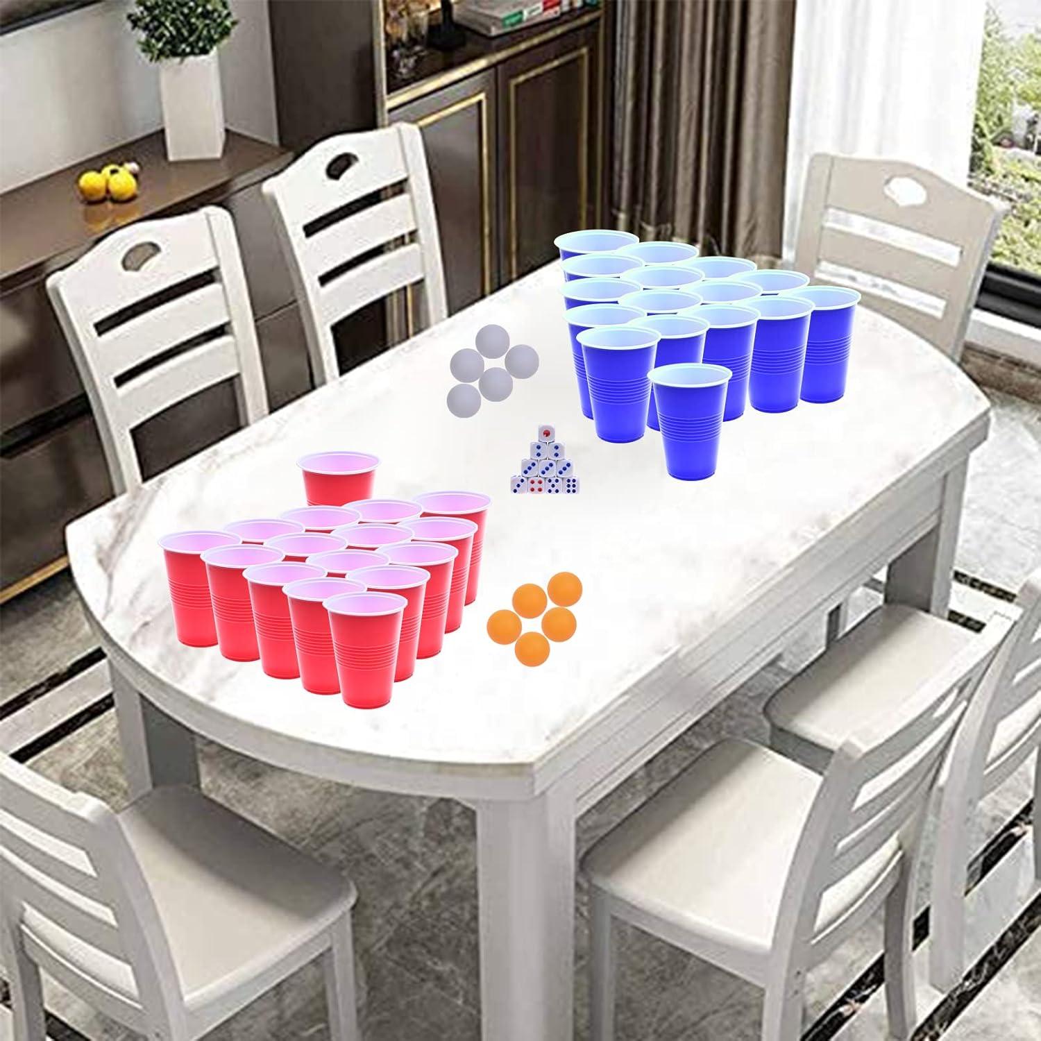 GOLDGE 60 Vasos Plástico Reutilizables 480 ml + Pelotas Ping Pong