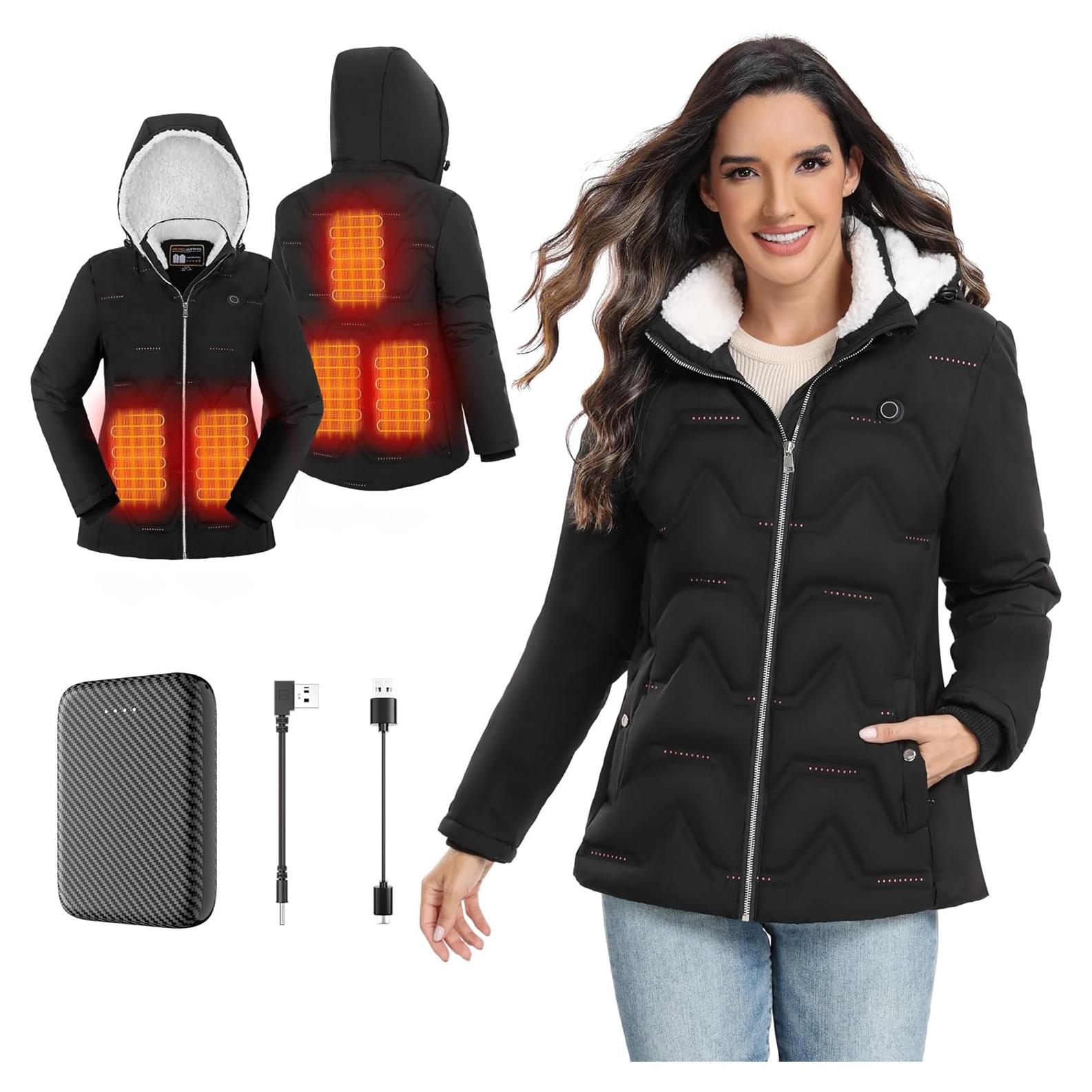 Chaqueta Térmica Vofuoti para Mujeres con Batería y Capucha