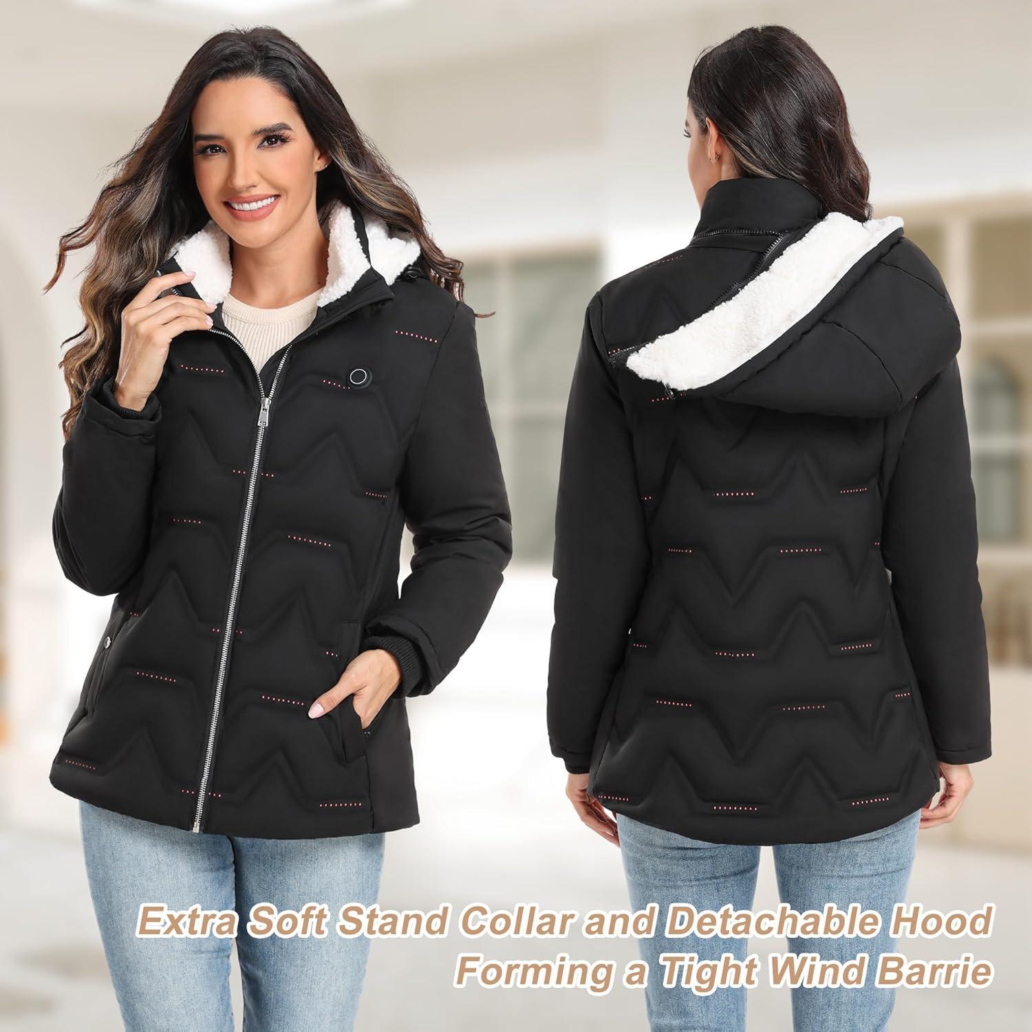 Chaqueta Térmica Vofuoti para Mujeres con Batería y Capucha