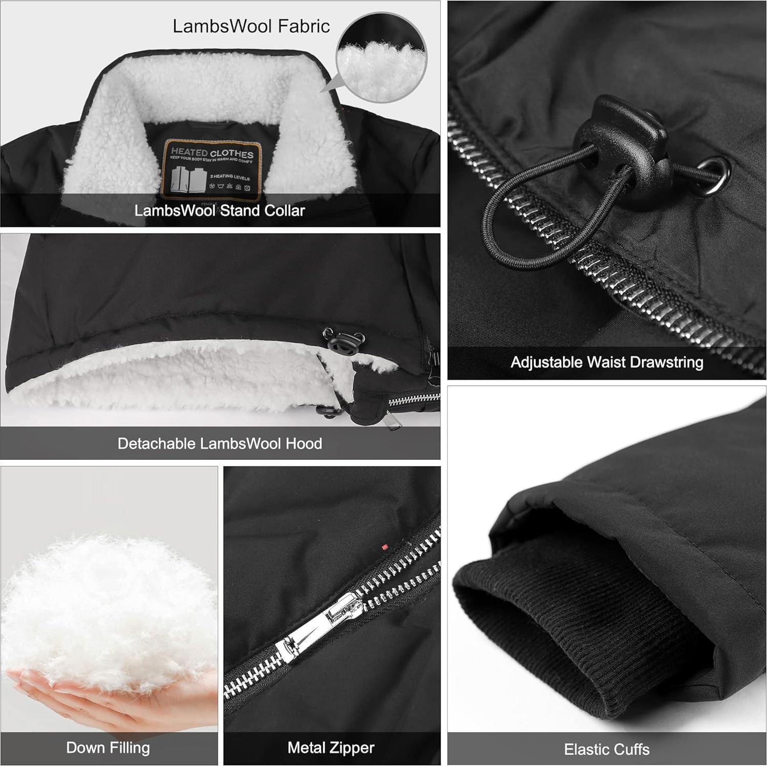 Chaqueta Térmica Vofuoti para Mujeres con Batería y Capucha