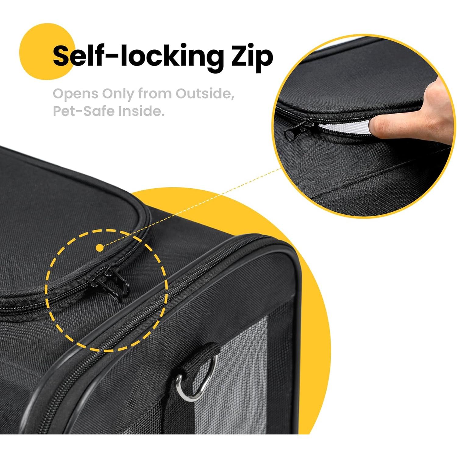 Transportadora de Gatos Conlun Negra Aprobada por Aerolíneas 43.2x27.9cm