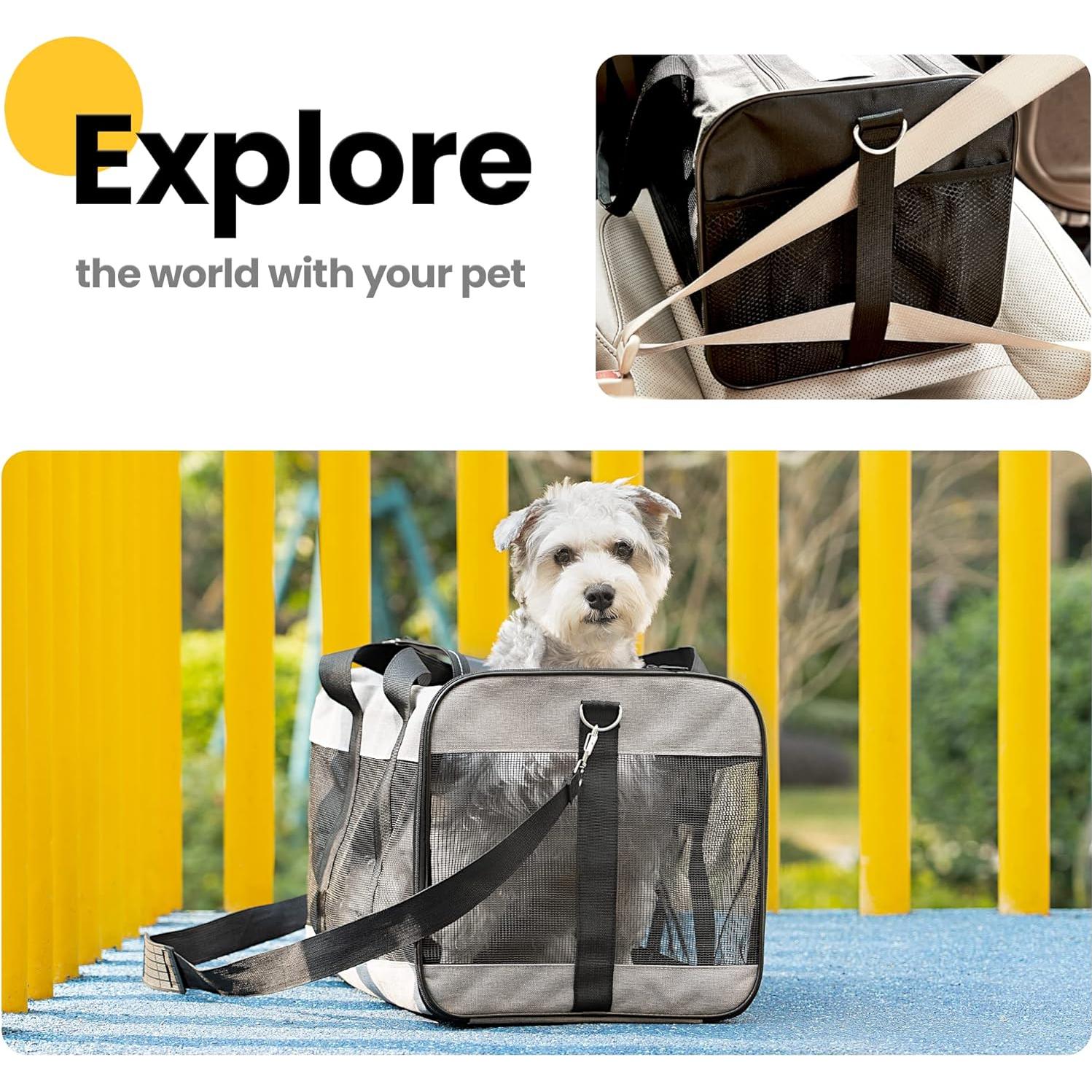 Transportadora de Gatos Conlun Negra Aprobada por Aerolíneas 43.2x27.9cm