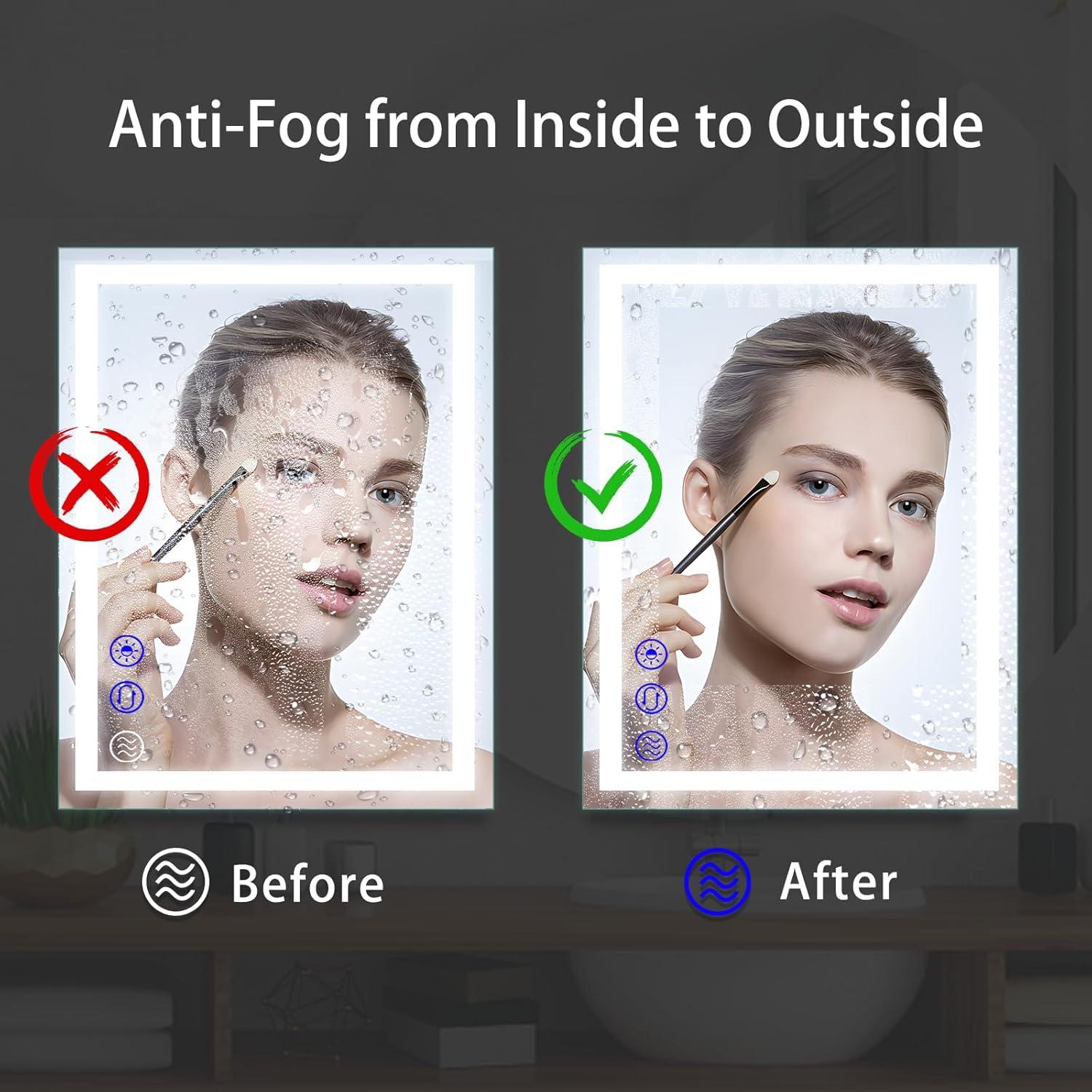 Espejo de Baño LED Gobrete 81x61 cm Antivaho Regulable