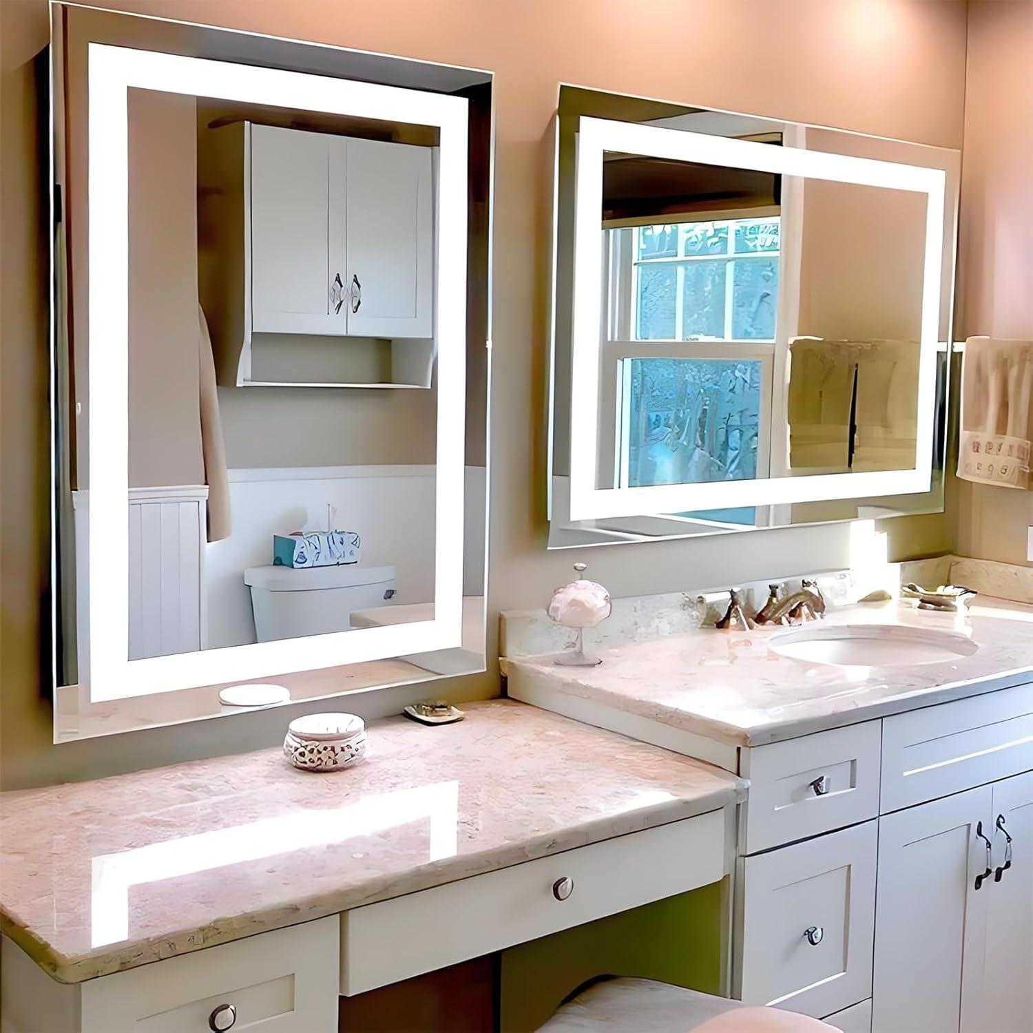 Espejo de Baño LED Gobrete 81x61 cm Antivaho Regulable