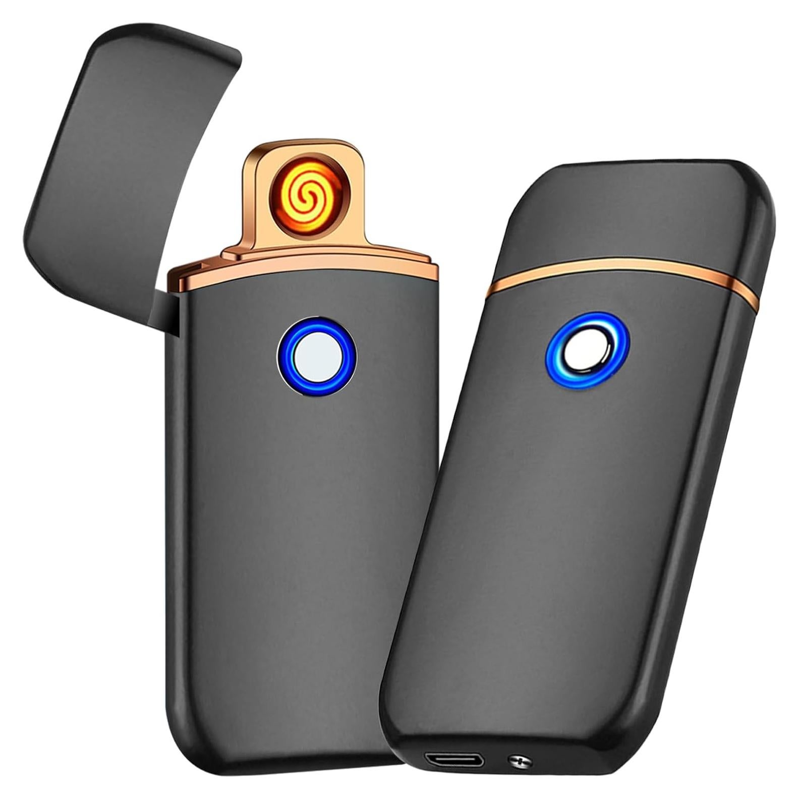 Encendedor Eléctrico Recargable USB YANGVVIA Negro a Prueba de Viento