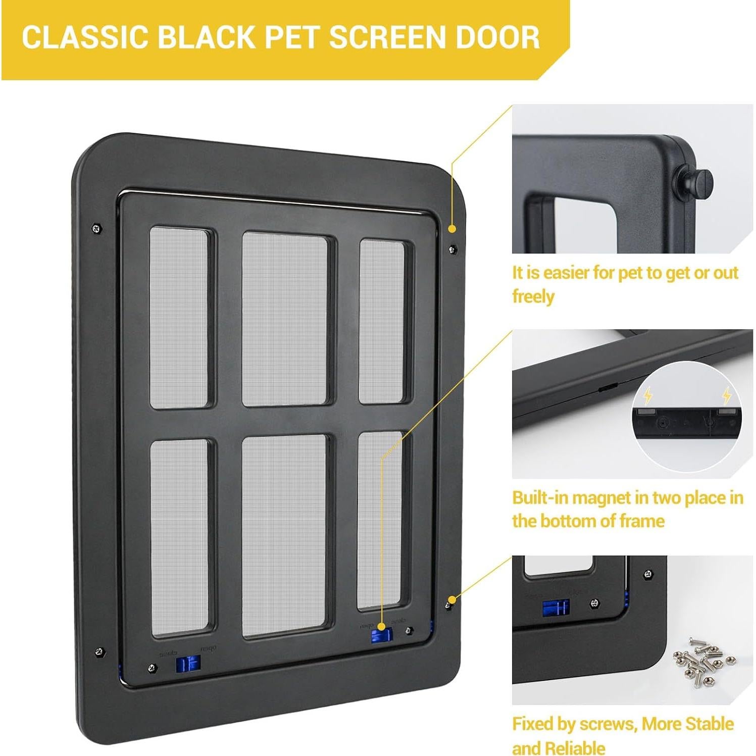 Puerta para Perros K&L Pet 28.5x36.5cm Magnética Negra