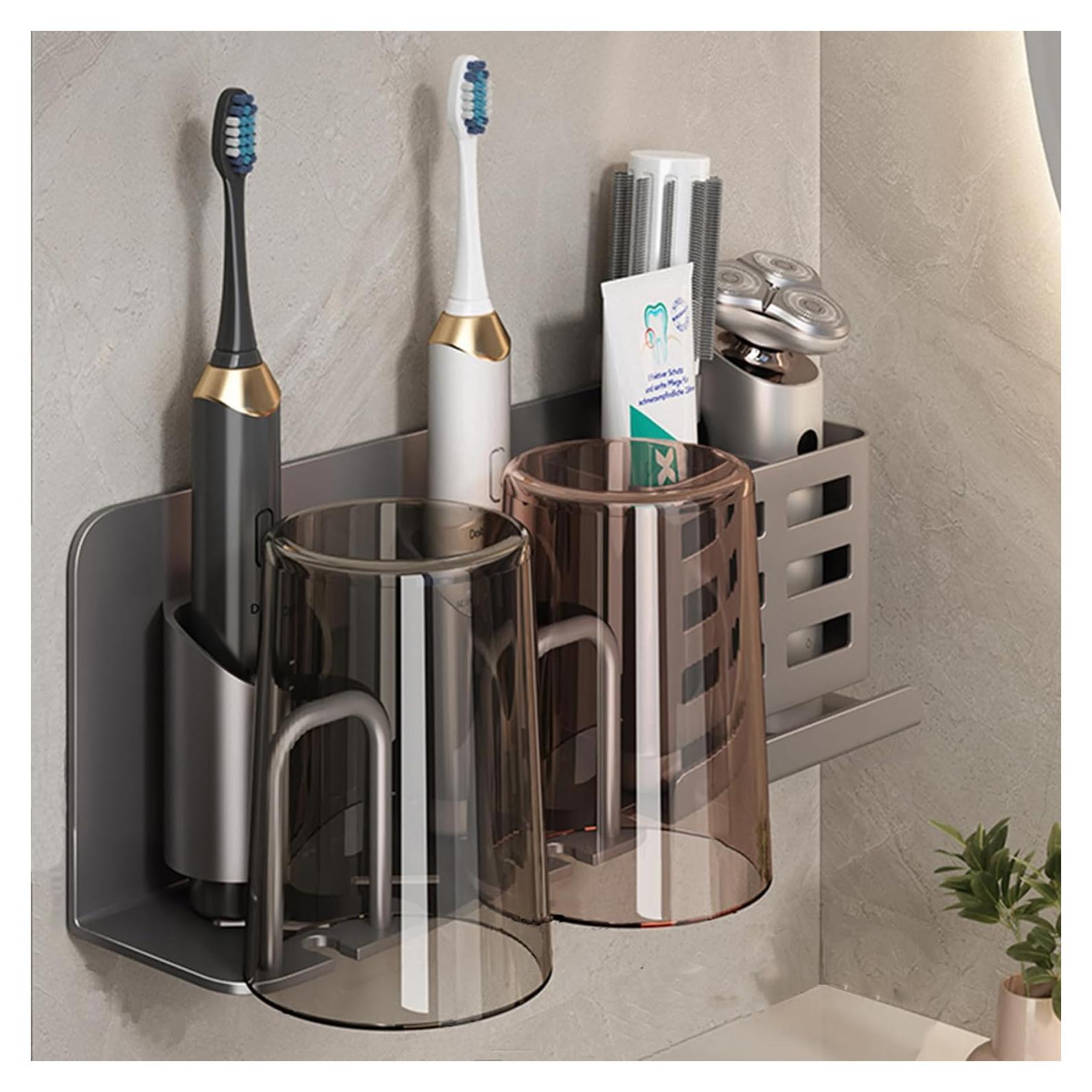 Soporte de cepillo de dientes eléctrico YESENT 2 ranuras 2 tazas