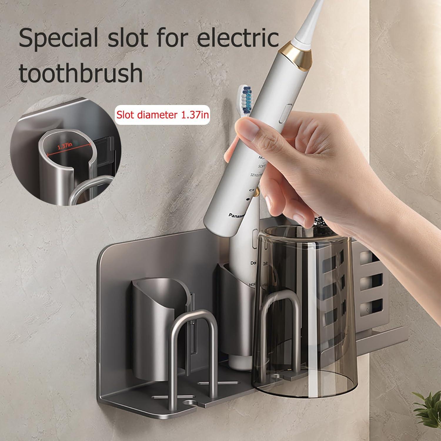 Soporte de cepillo de dientes eléctrico YESENT 2 ranuras 2 tazas