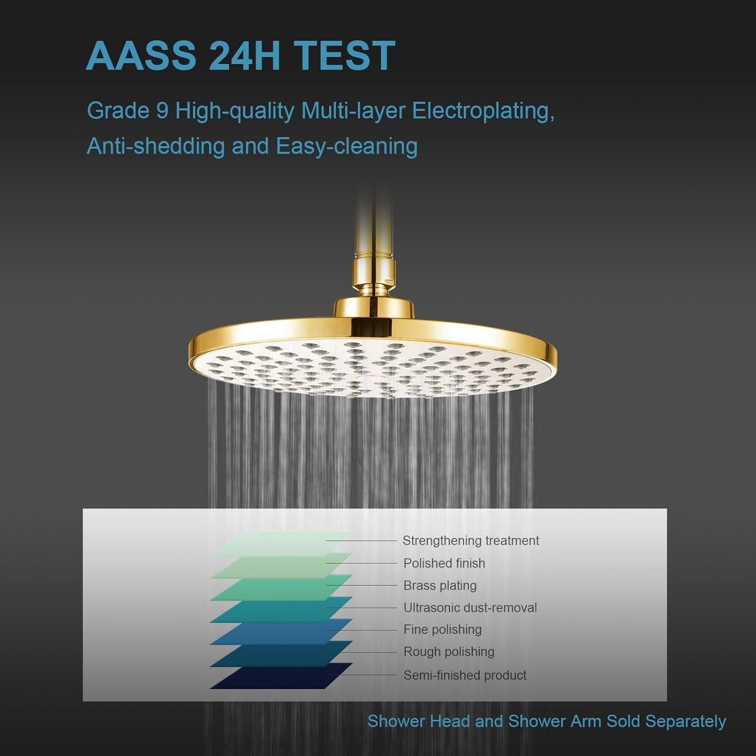 Brazo de Ducha OFFO Oro Brillante 15.24 cm Montaje Techo