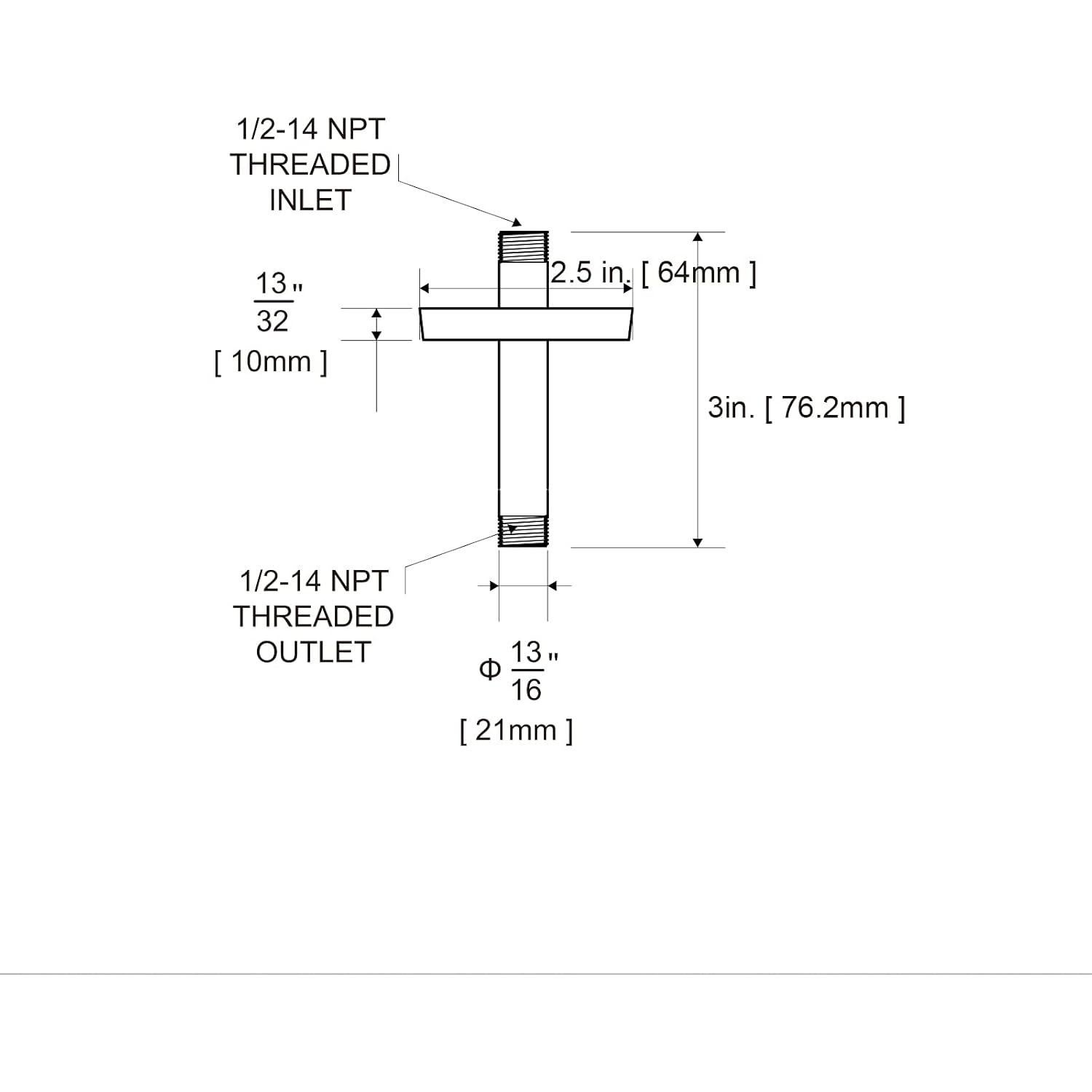 Brazo de Ducha OFFO Oro Brillante 15.24 cm Montaje Techo