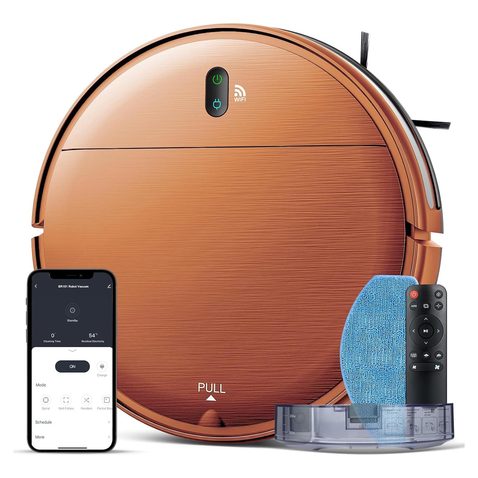 Robot Vacuum and Mop Combo, 2 in 1 Mopping Robot Vacuum Cleaner with Schedule, Wi-Fi/Voice/App, Strong Suction, Easy of Use, Self-Charging Robotic Vacuum, Slim, Ideal for Hard Floor, Pet Hair, Carpet