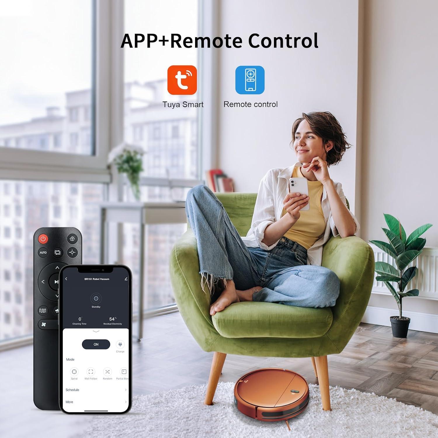 Robot Vacuum and Mop Combo, 2 in 1 Mopping Robot Vacuum Cleaner with Schedule, Wi-Fi/Voice/App, Strong Suction, Easy of Use, Self-Charging Robotic Vacuum, Slim, Ideal for Hard Floor, Pet Hair, Carpet