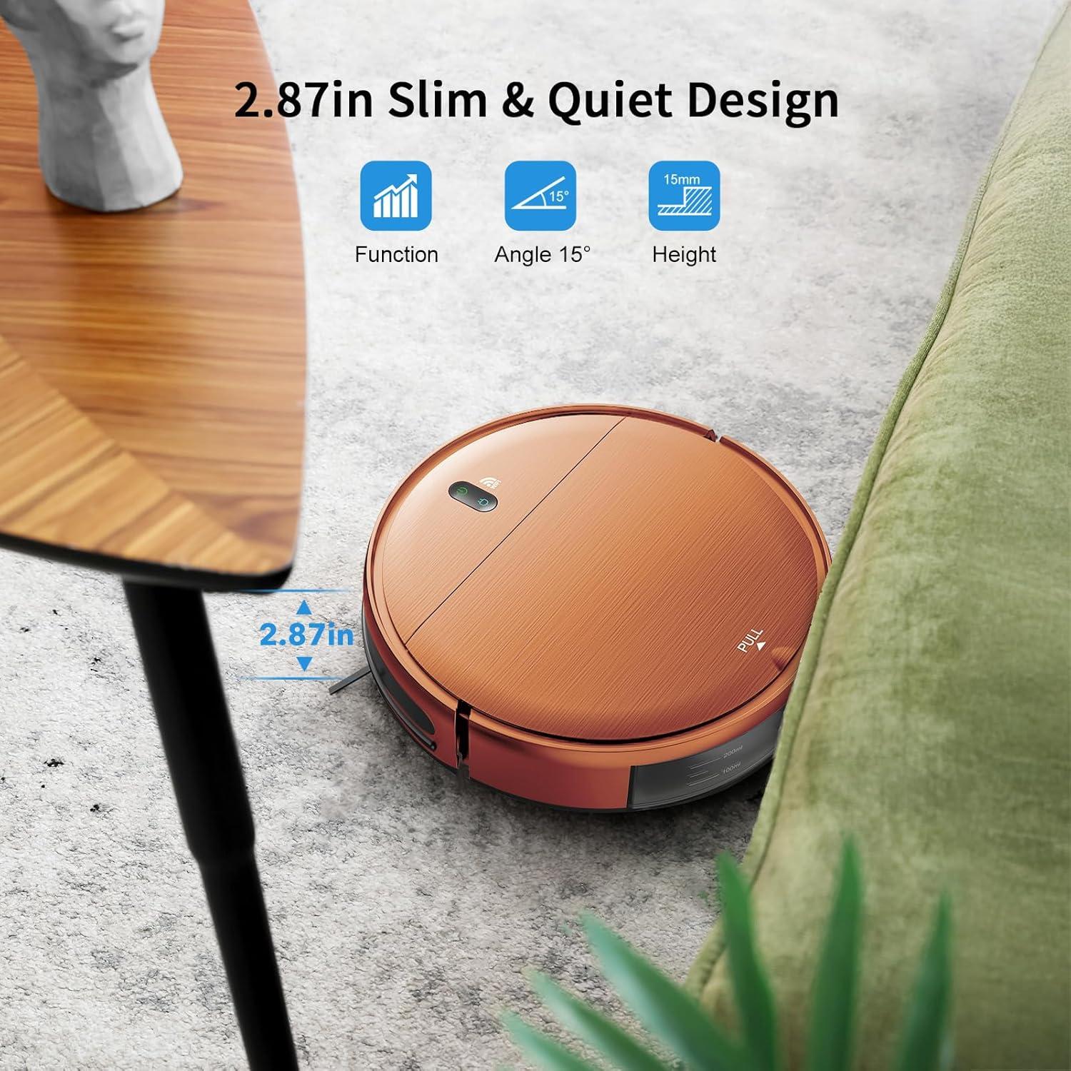 Robot Vacuum and Mop Combo, 2 in 1 Mopping Robot Vacuum Cleaner with Schedule, Wi-Fi/Voice/App, Strong Suction, Easy of Use, Self-Charging Robotic Vacuum, Slim, Ideal for Hard Floor, Pet Hair, Carpet