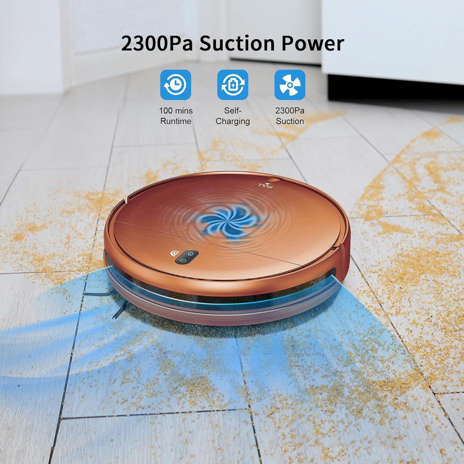 Robot Vacuum and Mop Combo, 2 in 1 Mopping Robot Vacuum Cleaner with Schedule, Wi-Fi/Voice/App, Strong Suction, Easy of Use, Self-Charging Robotic Vacuum, Slim, Ideal for Hard Floor, Pet Hair, Carpet