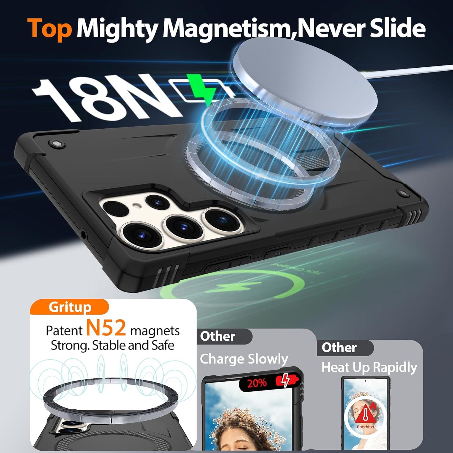 Funda Gritup para Samsung Galaxy S23 Ultra con Magsafe, Negro