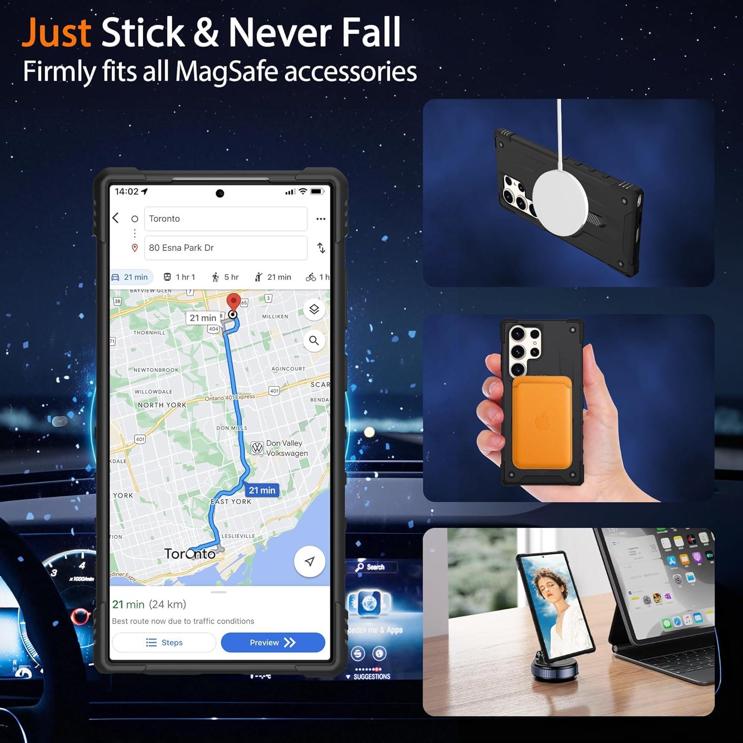 Funda Gritup para Samsung Galaxy S23 Ultra con Magsafe, Negro