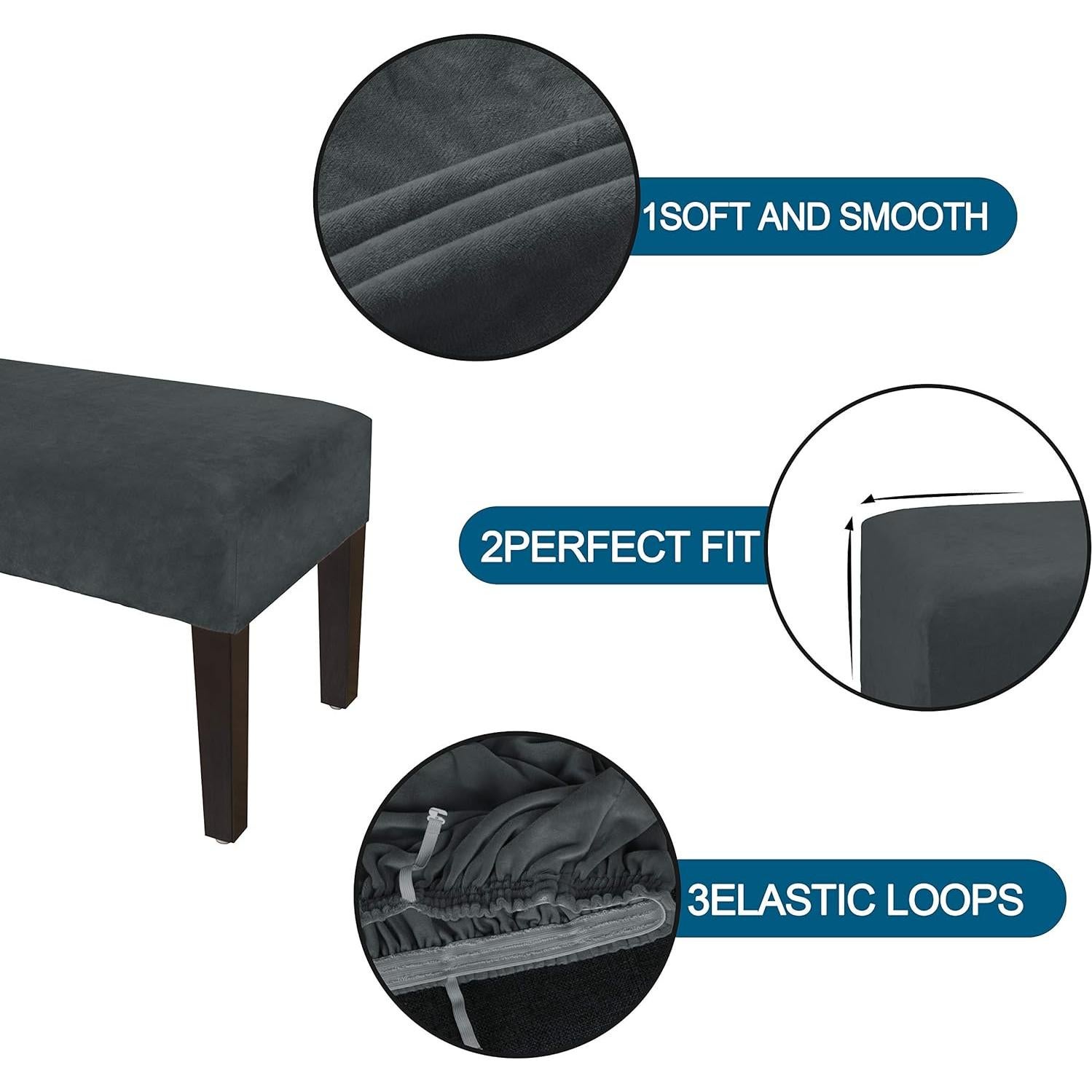 Funda de Banco de Comedor LUSHVIDA Terciopelo Gris 1 Pieza