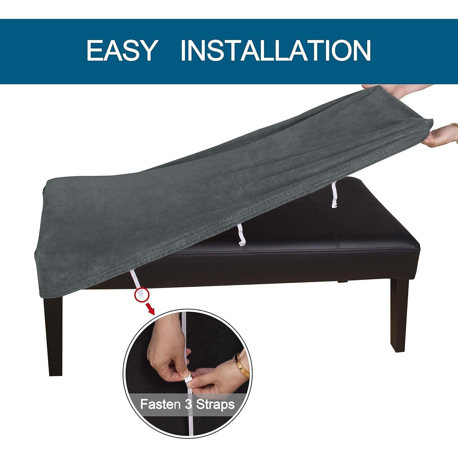 Funda de Banco de Comedor LUSHVIDA Terciopelo Gris 1 Pieza