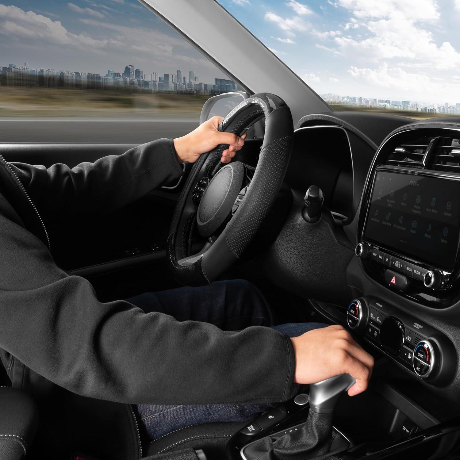 Cubierta de Volante BDK SW-1004-BK Cuero PU y Madera