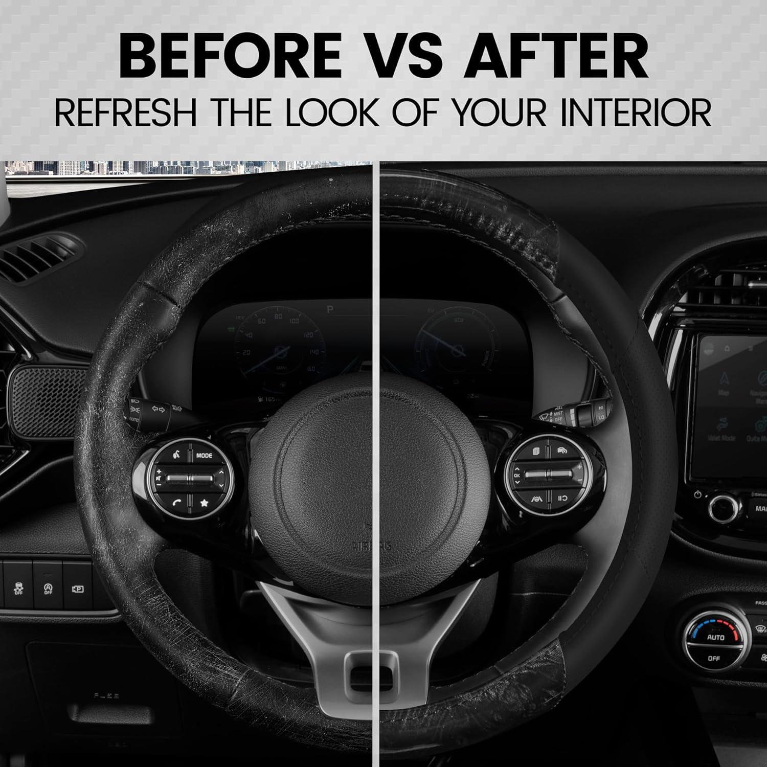 Cubierta de Volante BDK SW-1004-BK Cuero PU y Madera