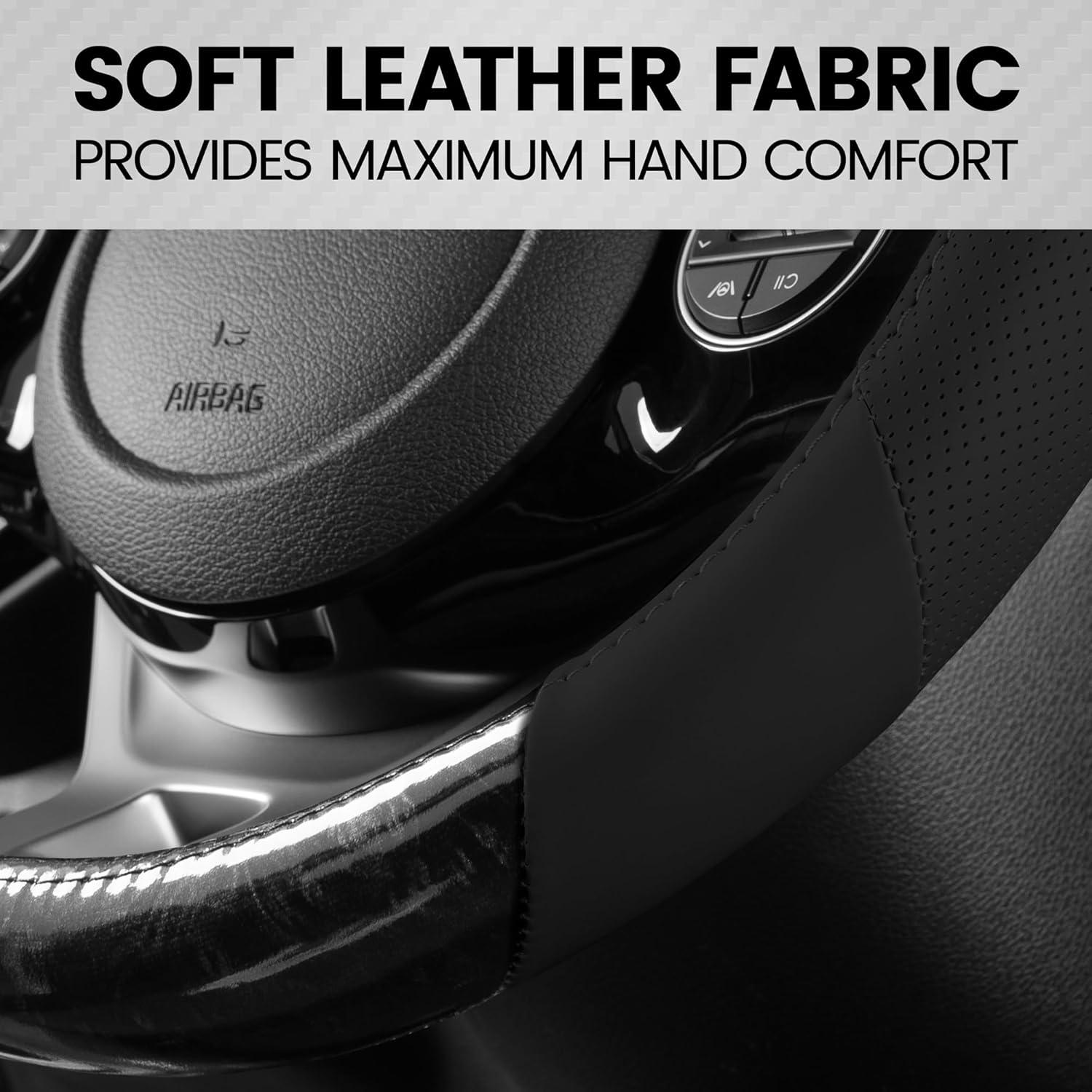 Cubierta de Volante BDK SW-1004-BK Cuero PU y Madera