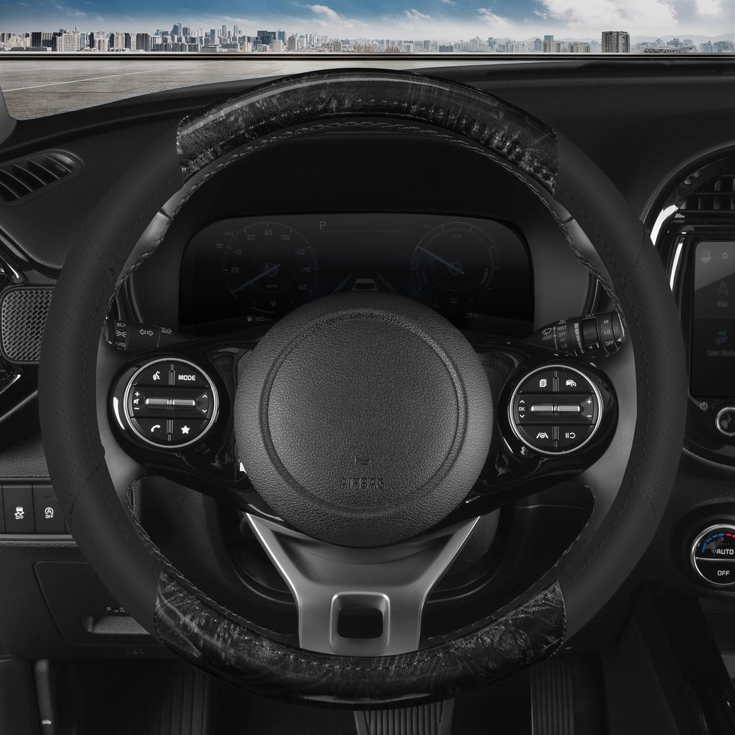 Cubierta de Volante BDK SW-1004-BK Cuero PU y Madera