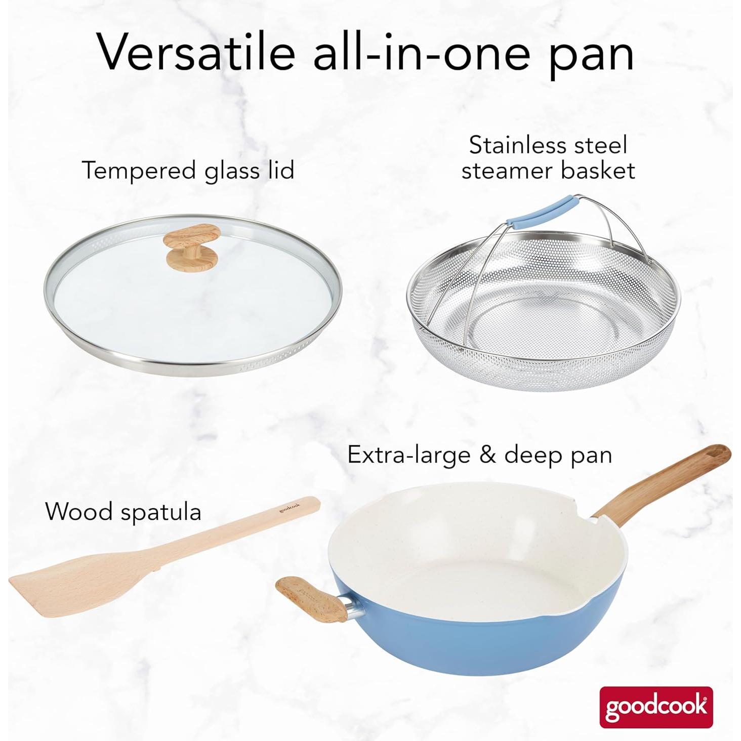 Sartén Saludable GoodCook 3.4L Cerámica Titanio Inducción